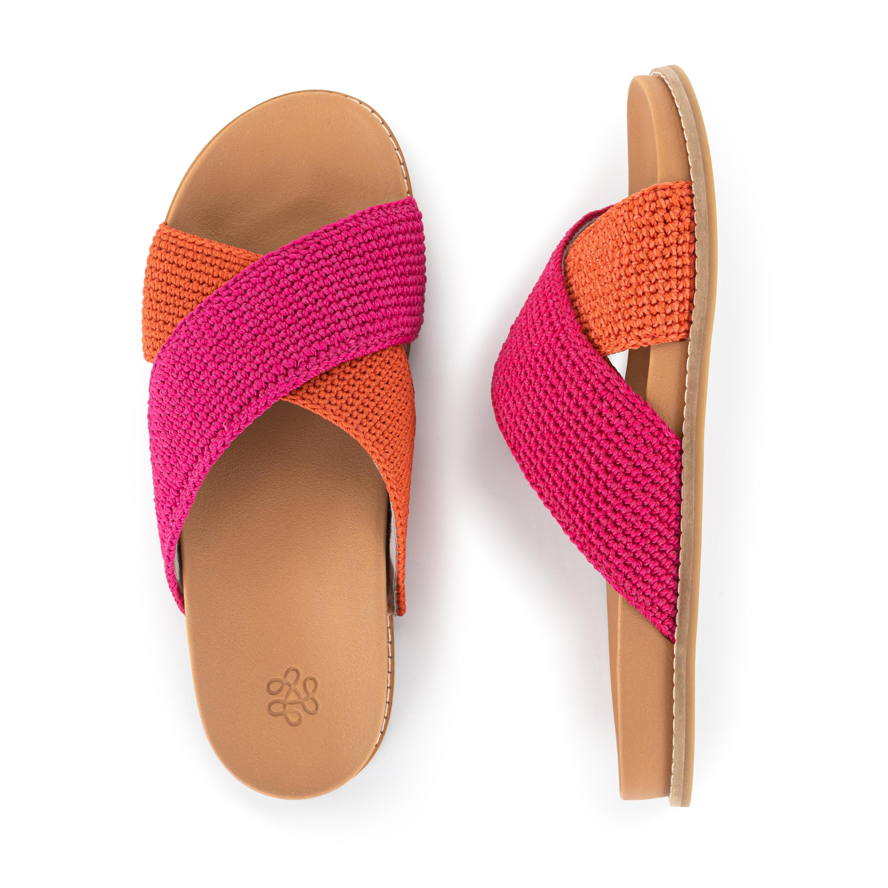 The Sak Penelope Sandal - Hand Crochet - Pinkberry Cayenne Block