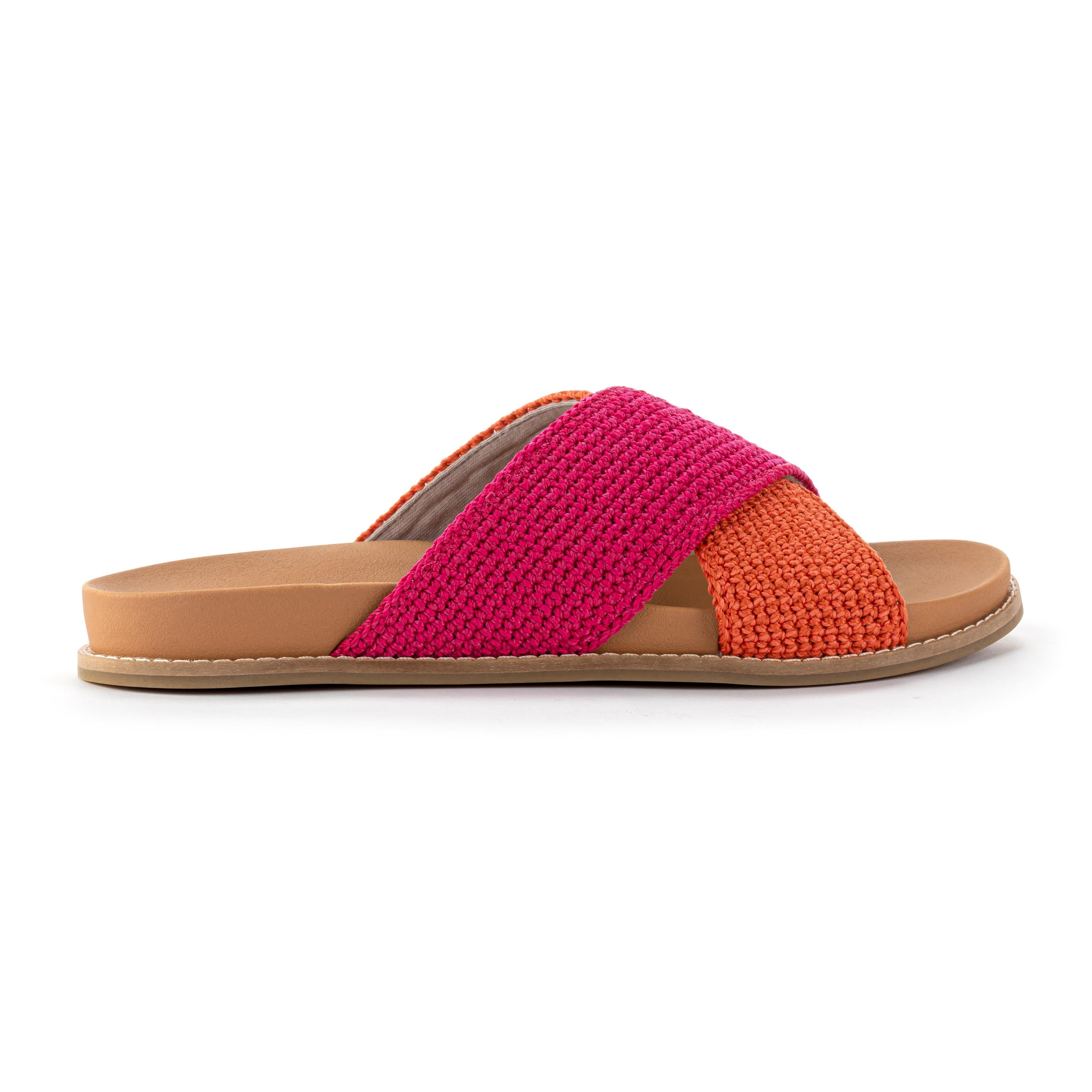 The Sak Penelope Sandal - Hand Crochet - Pinkberry Cayenne Block