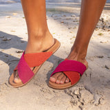 The Sak Penelope Sandal - Hand Crochet - Pinkberry Cayenne Block