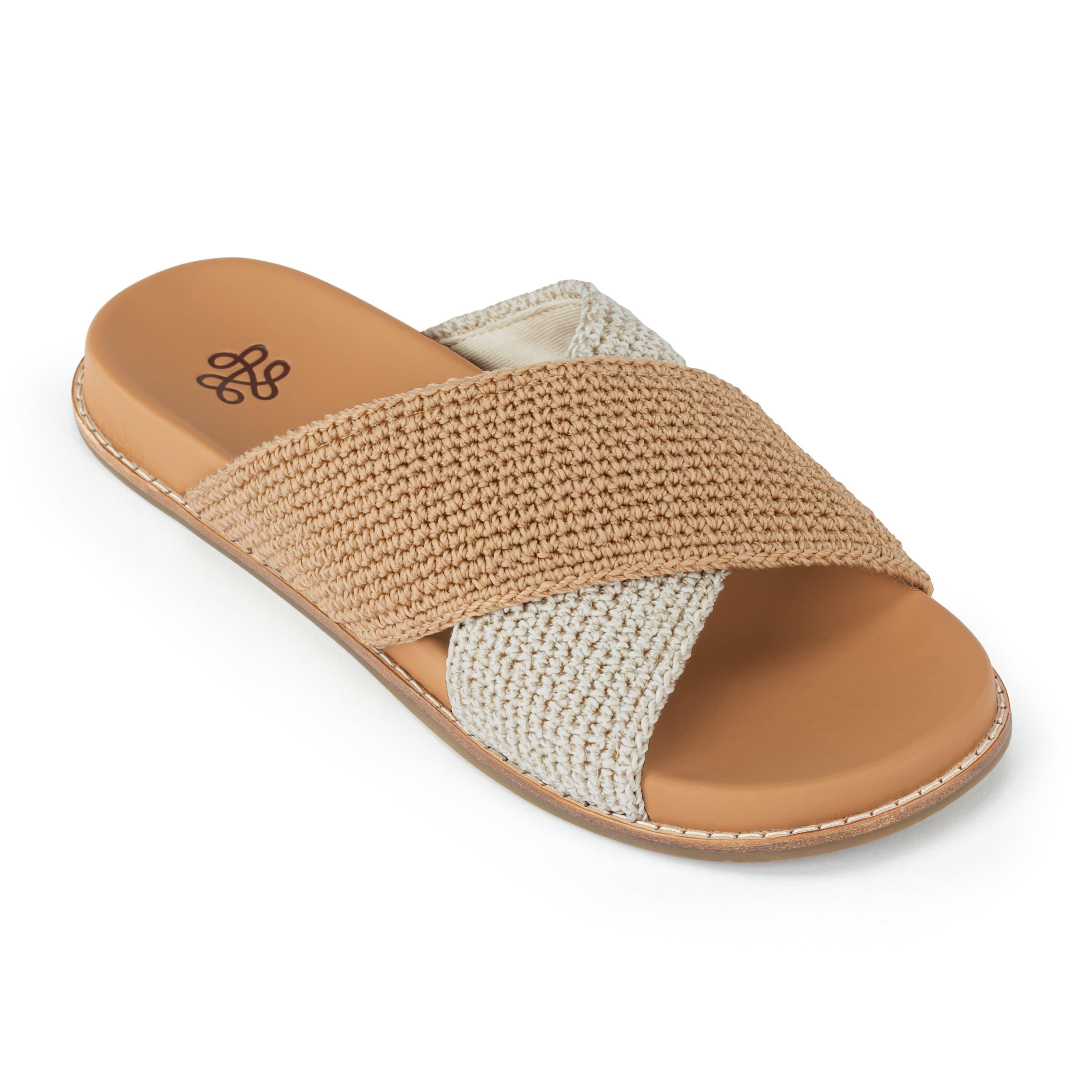 The Sak Penelope Sandal - Hand Crochet - Natural and Bamboo Block