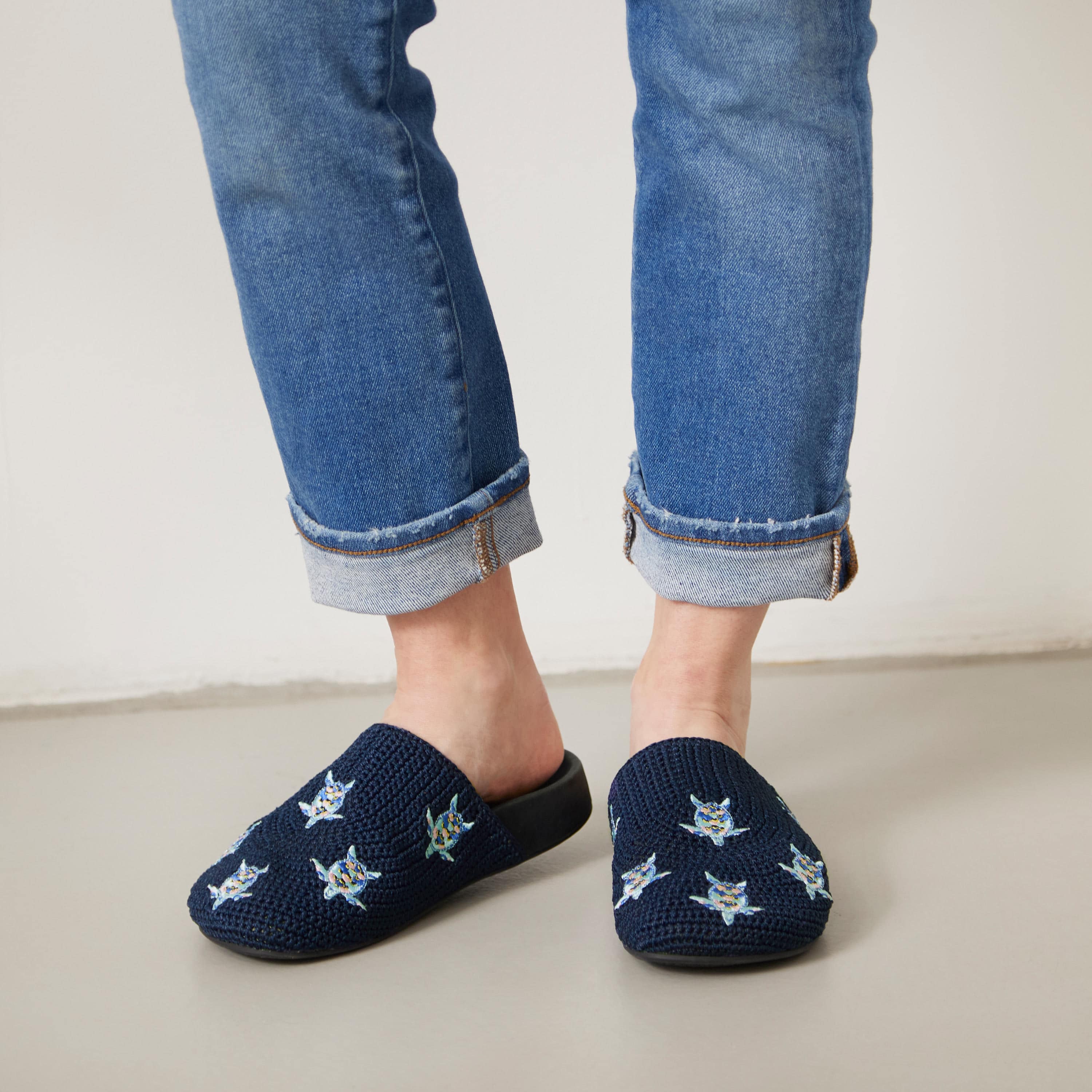 The Sak Bolinas Clog - Hand Crochet - Denim Turtle