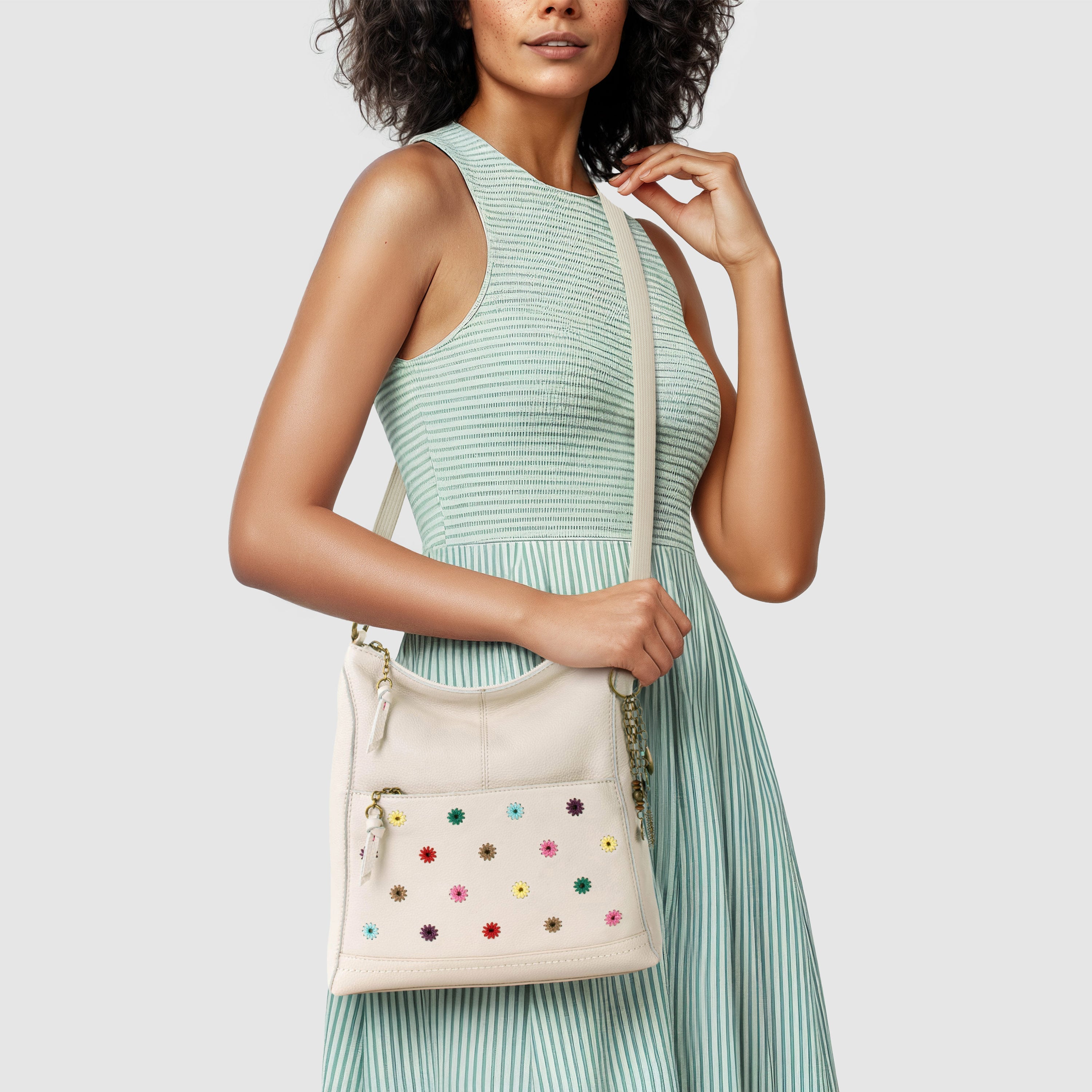 The Sak Lucia Crossbody - Leather - Stone Multi Eyelet