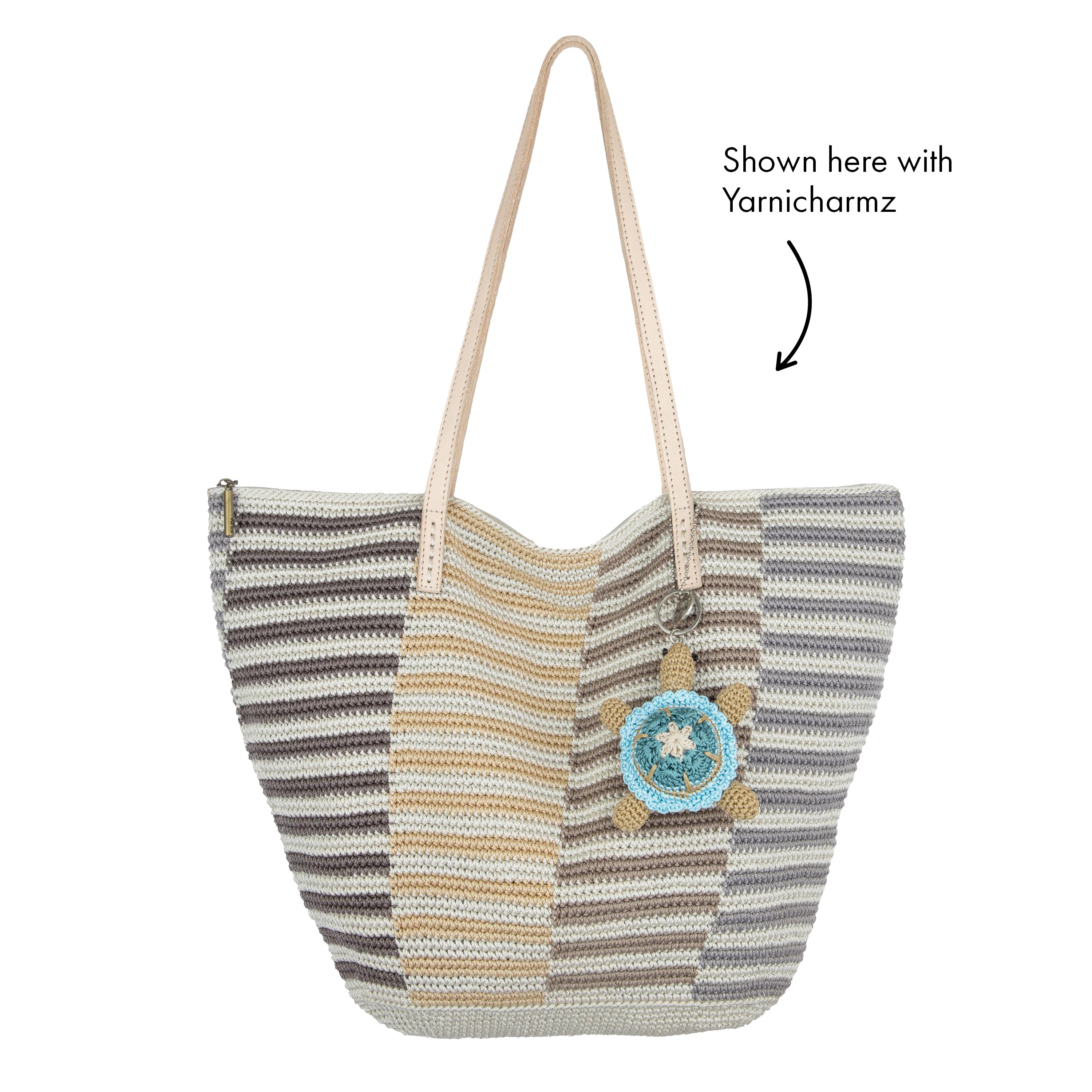 The Sak Faye Large Tote - Hand Crochet - Serenity Stripe