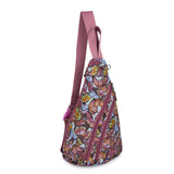 Sakroots On The Go Sling Backpack - EcoTwill - Mulberry Butterfly Bloom