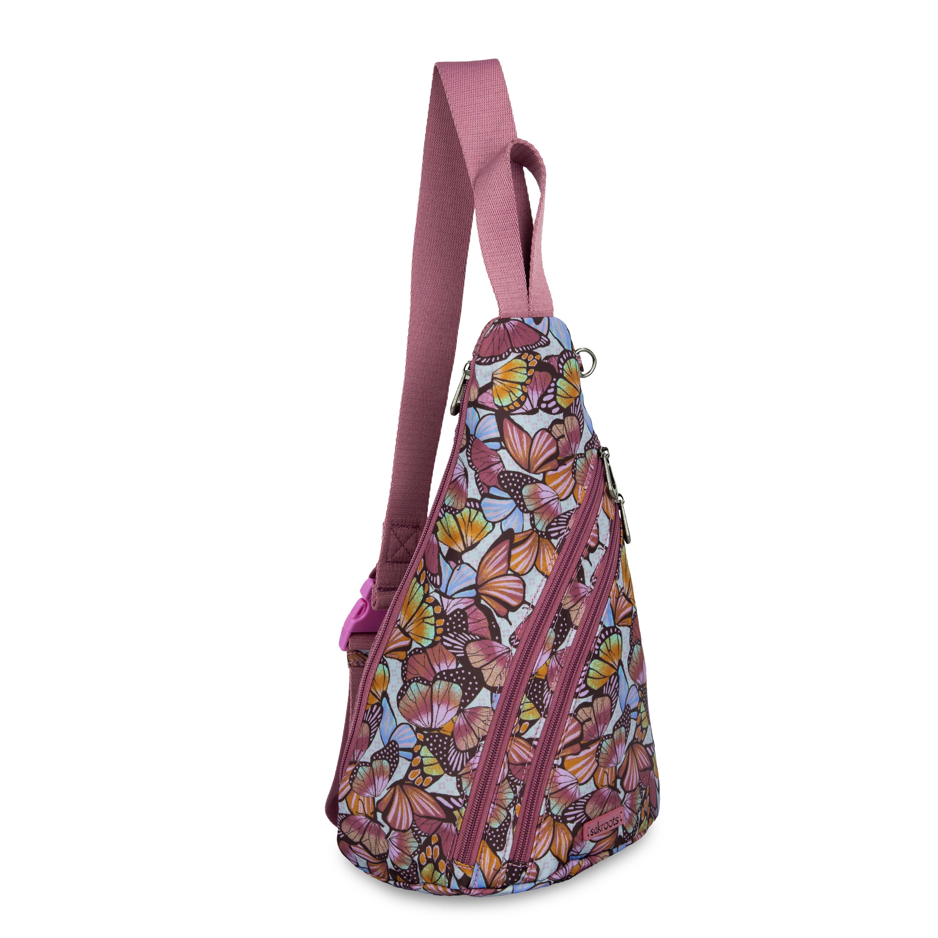 Sakroots On The Go Sling Backpack - EcoTwill - Mulberry Butterfly Bloom