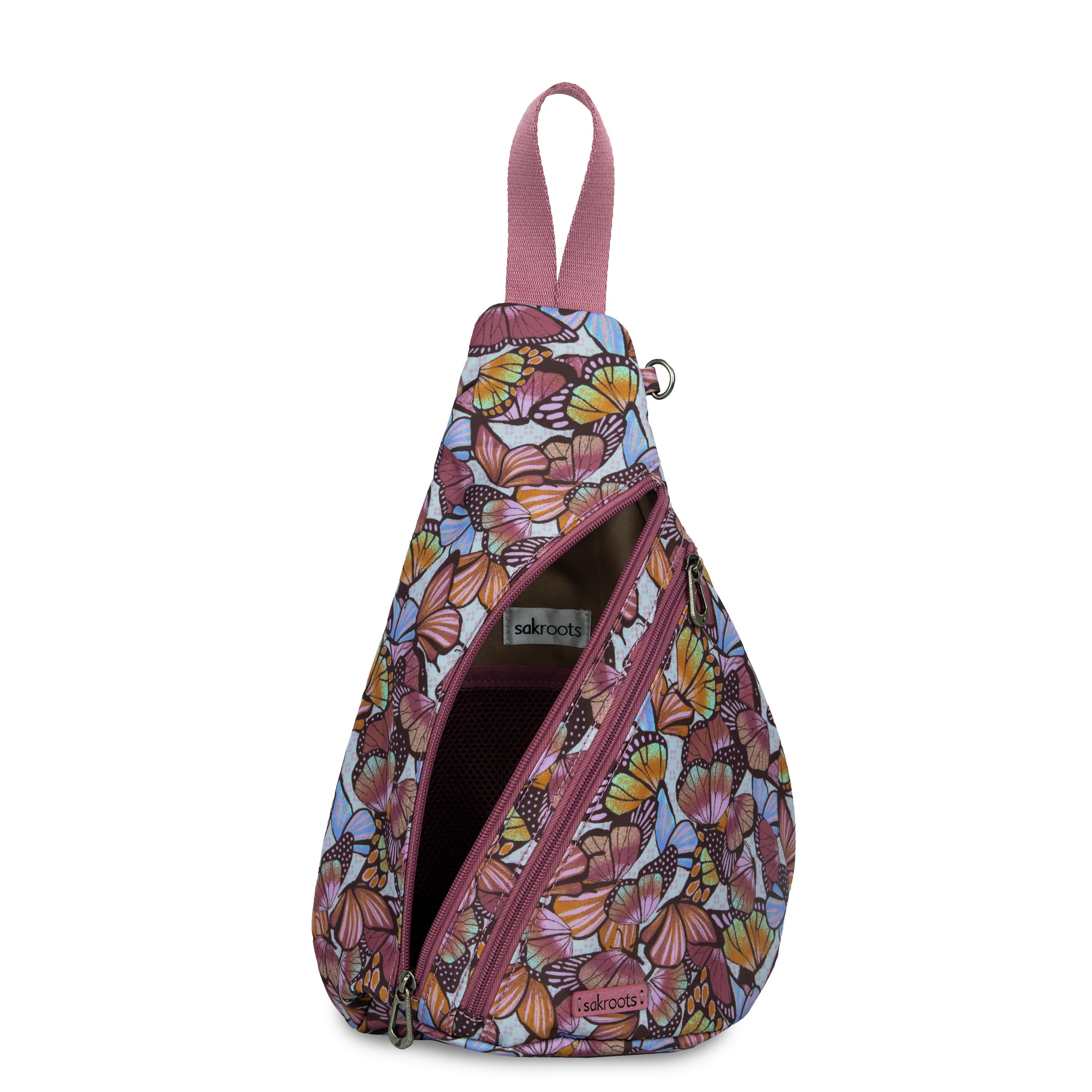 Sakroots On The Go Sling Backpack - EcoTwill - Mulberry Butterfly Bloom