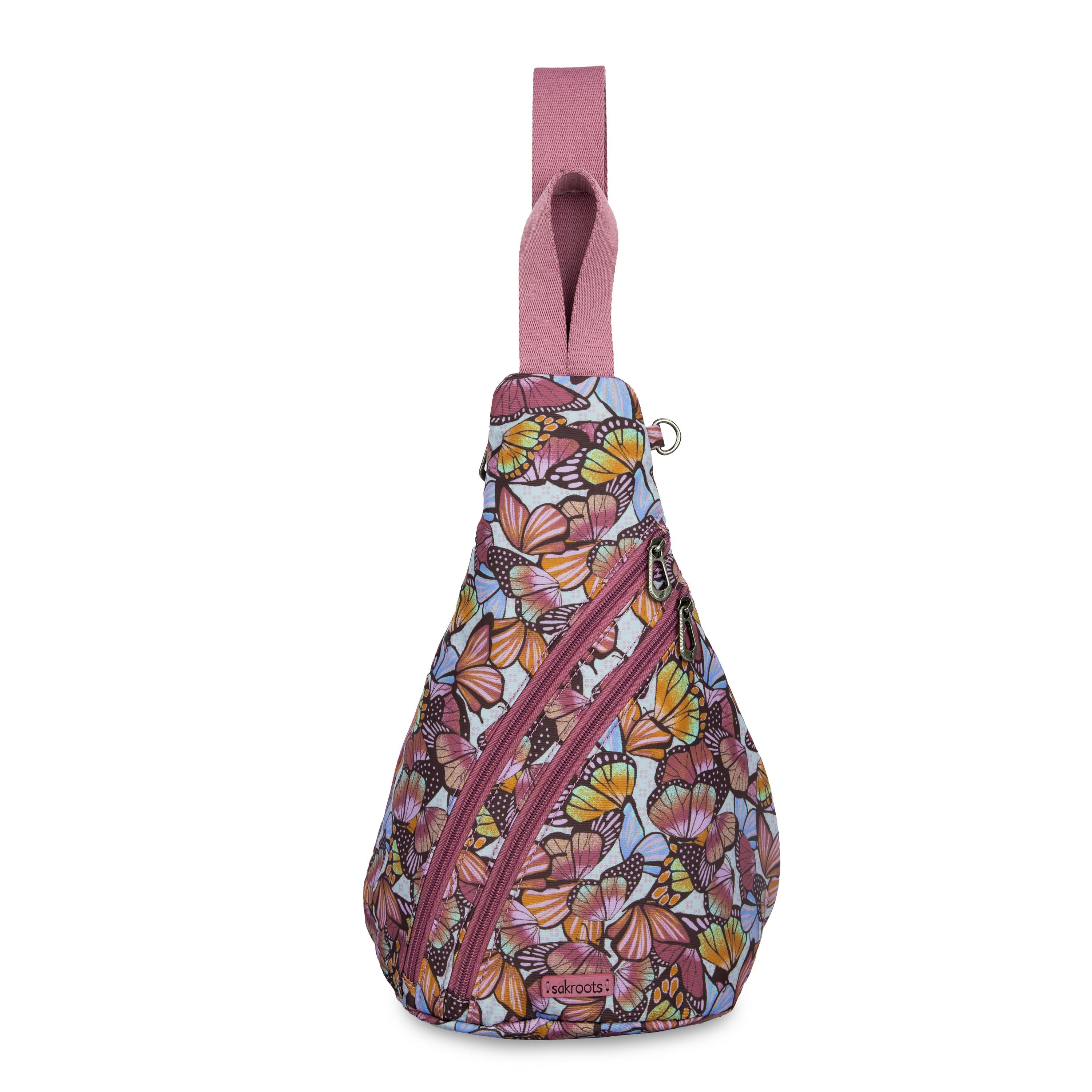Sakroots On The Go Sling Backpack - EcoTwill - Mulberry Butterfly Bloom