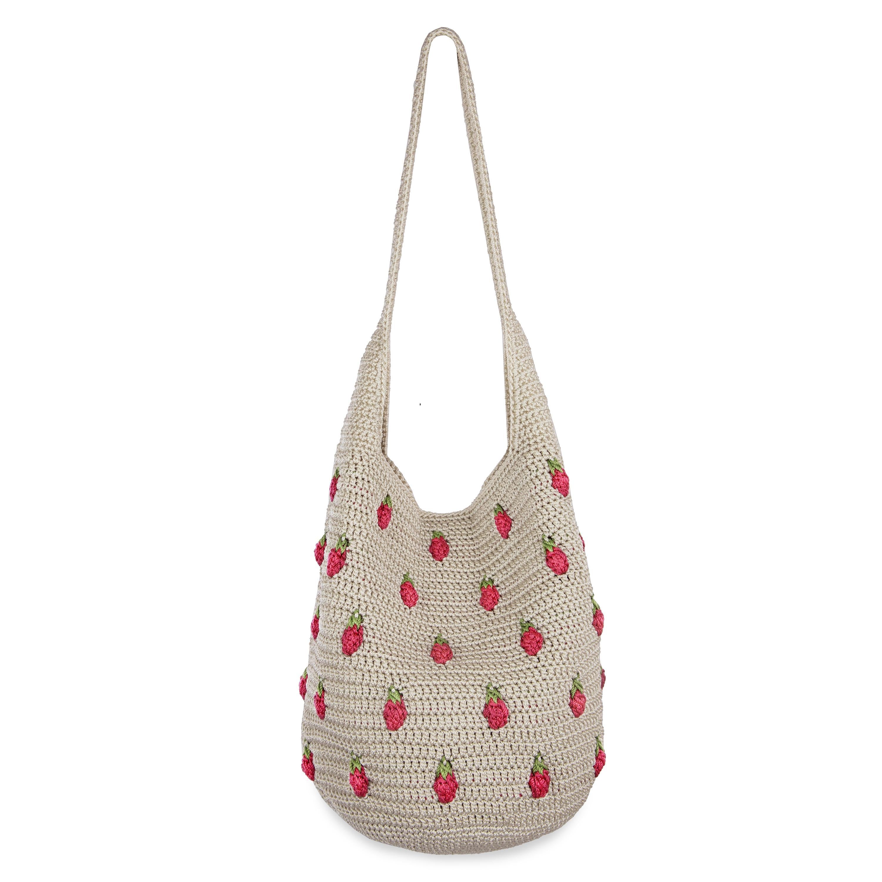 The Sak 120 Hobo - Hand Crochet - Natural Strawberries