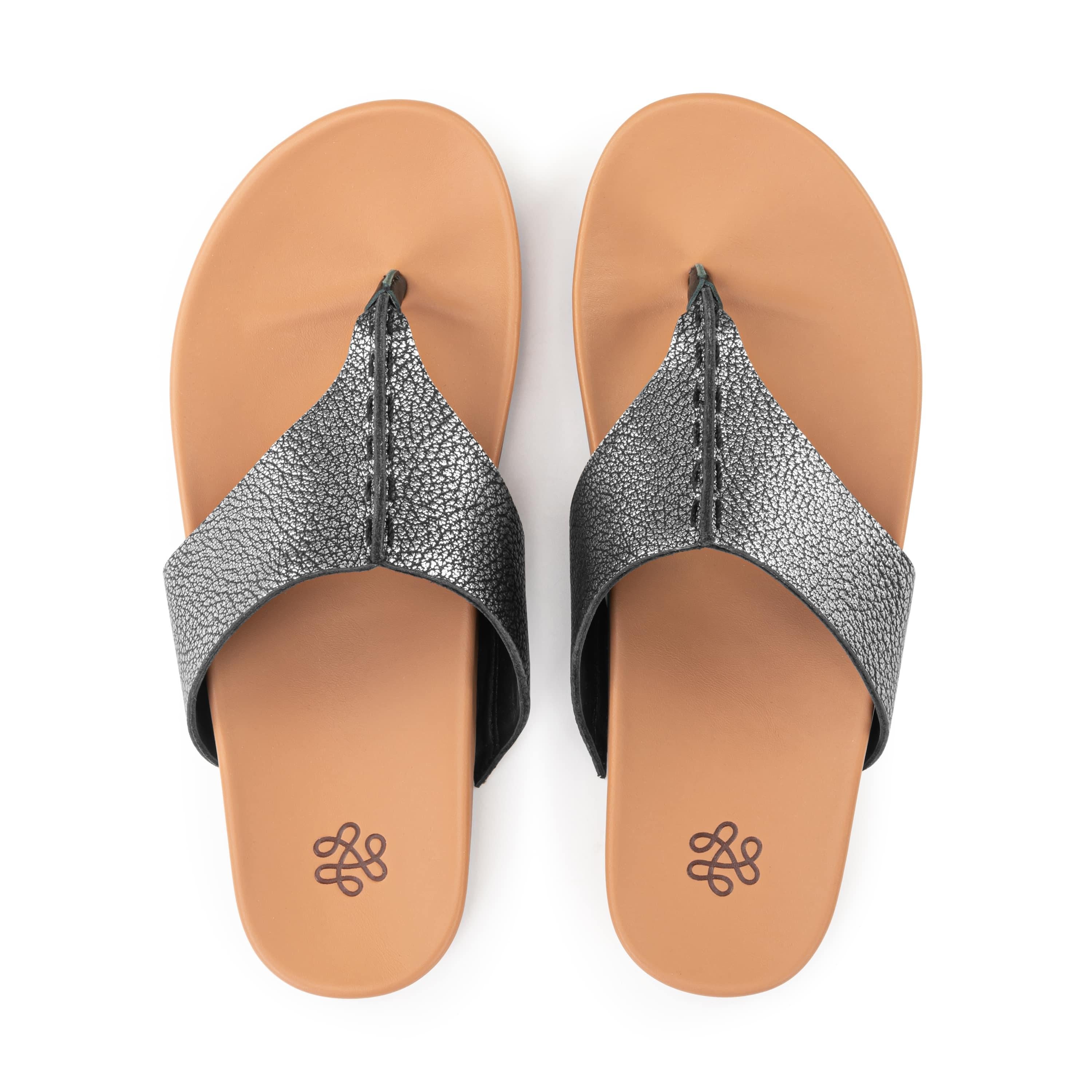 The Sak Everly Sandal - Leather - Dark Silver