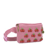 The Sak Caraway Small Belt Bag - Hand Crochet - Pink Cherries