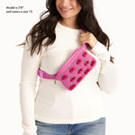 The Sak Caraway Small Belt Bag - Hand Crochet - Pink Cherries