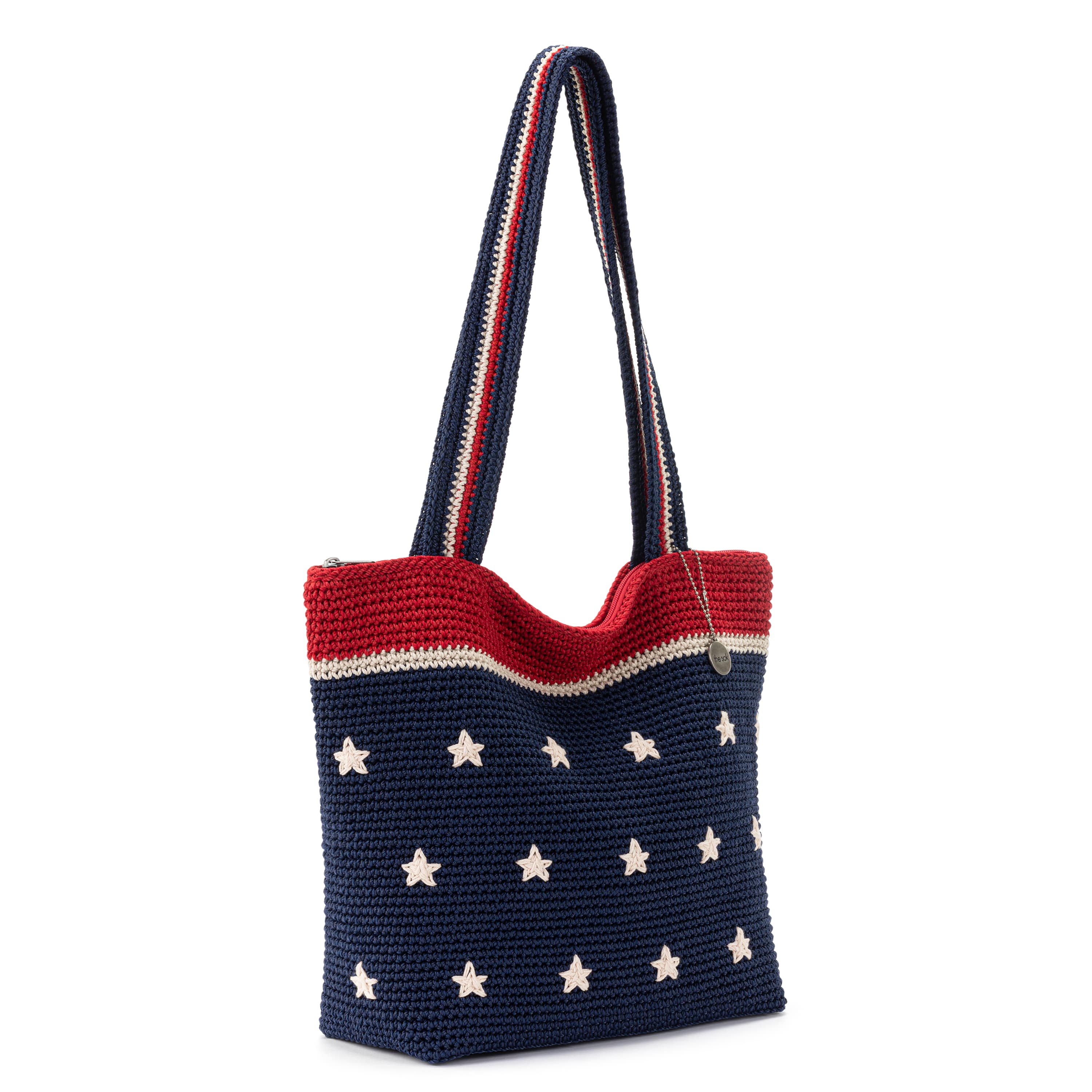 Casual Classics Tote - Hand Crochet - Denim Natural Stars – The Sak