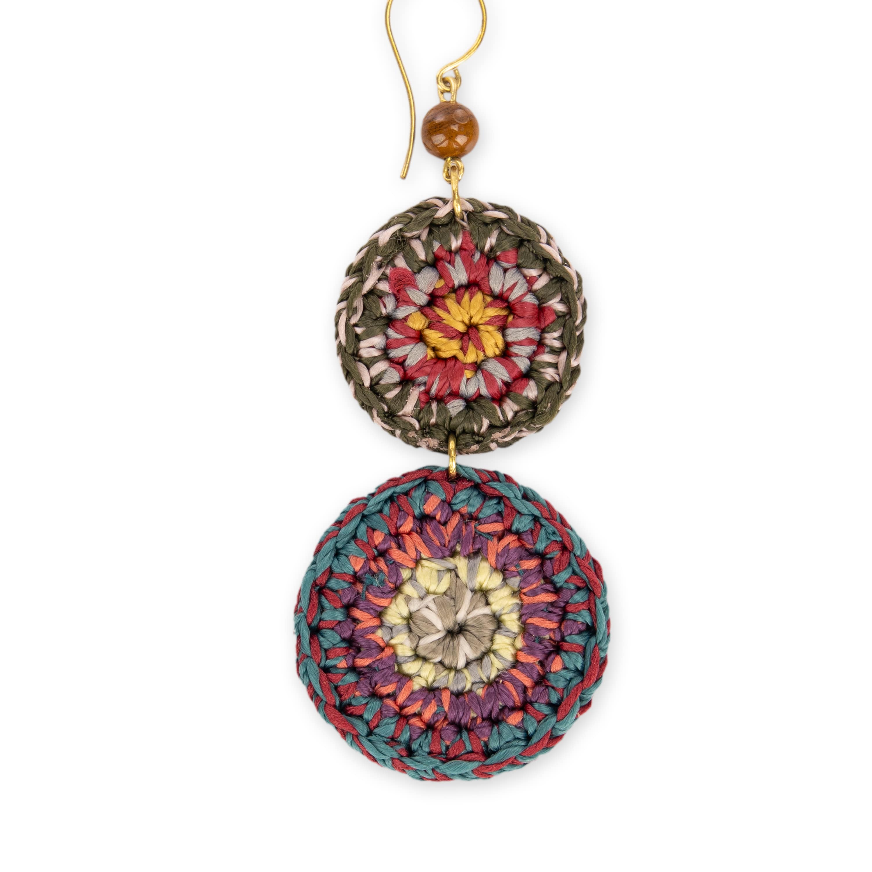 The Sak Jasper Double Disc Earrings - Hand Crochet - Sunset Stripe