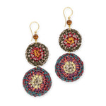 The Sak Jasper Double Disc Earrings - Hand Crochet - Sunset Stripe