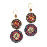 The Sak Jasper Double Disc Earrings - Hand Crochet - Sunset Stripe