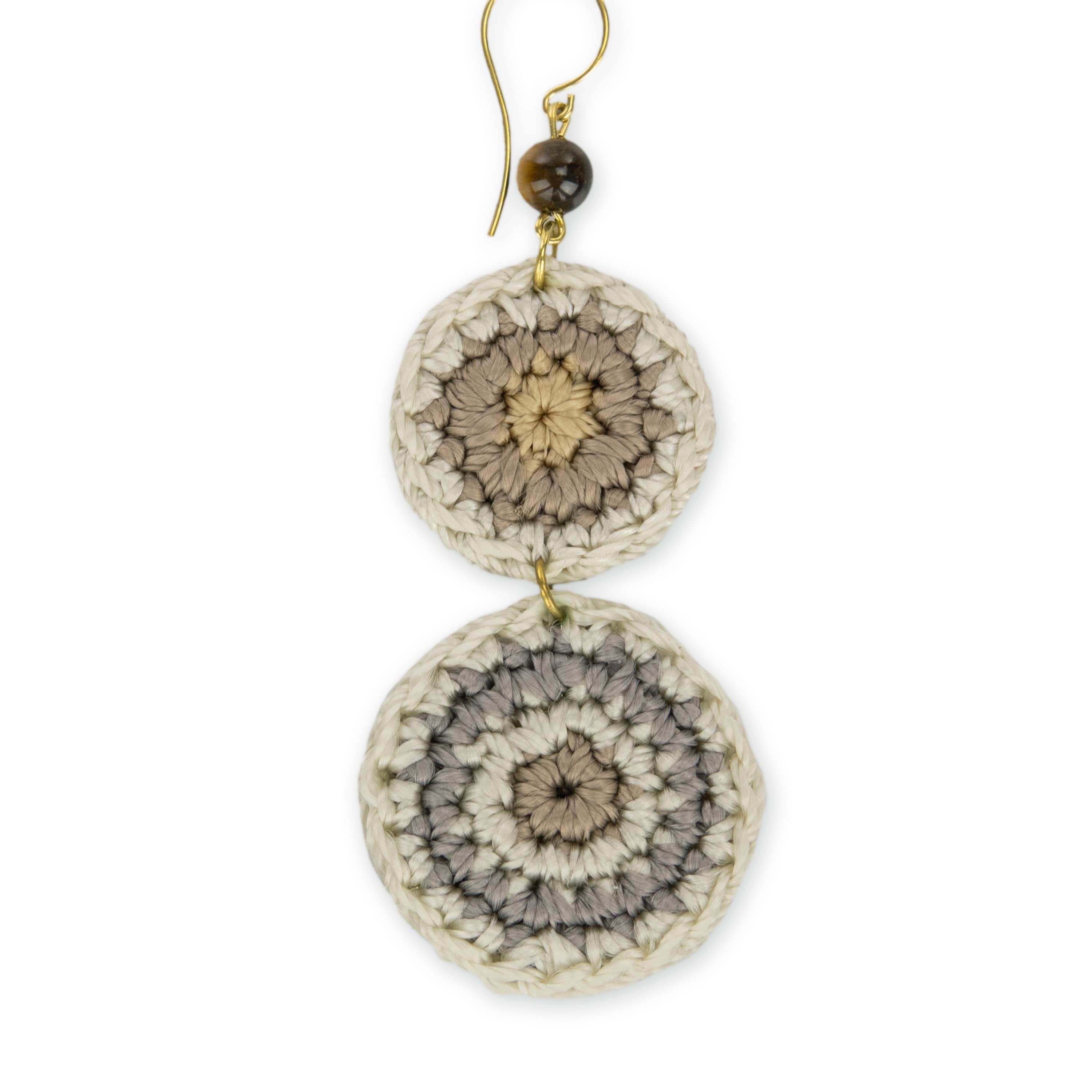 The Sak Jasper Double Disc Earrings - Hand Crochet - Serenity Stripe