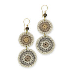 The Sak Jasper Double Disc Earrings - Hand Crochet - Serenity Stripe