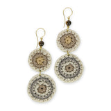 The Sak Jasper Double Disc Earrings - Hand Crochet - Serenity Stripe