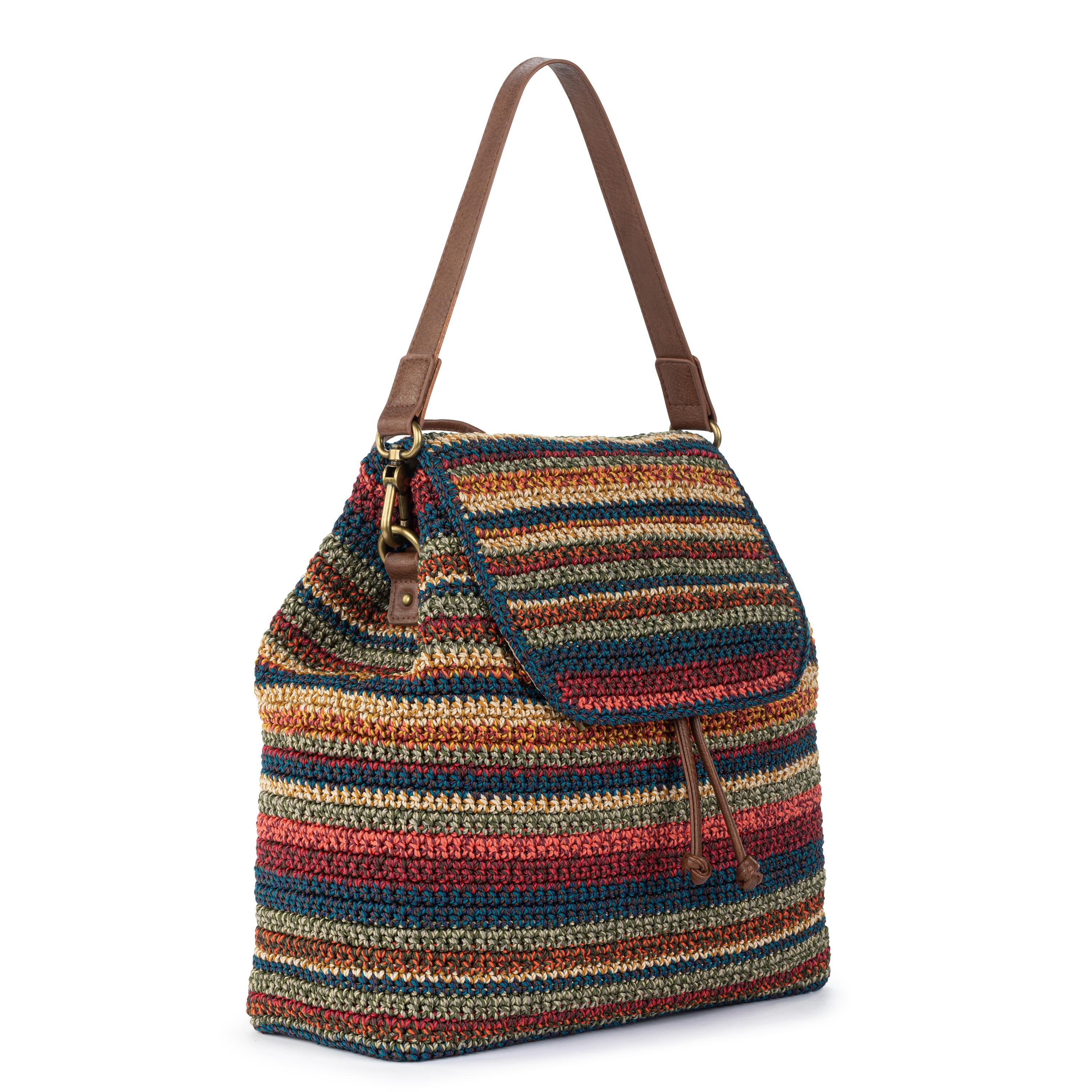 The Sak Sayulita Backpack - Hand Crochet - Woodland Stripe