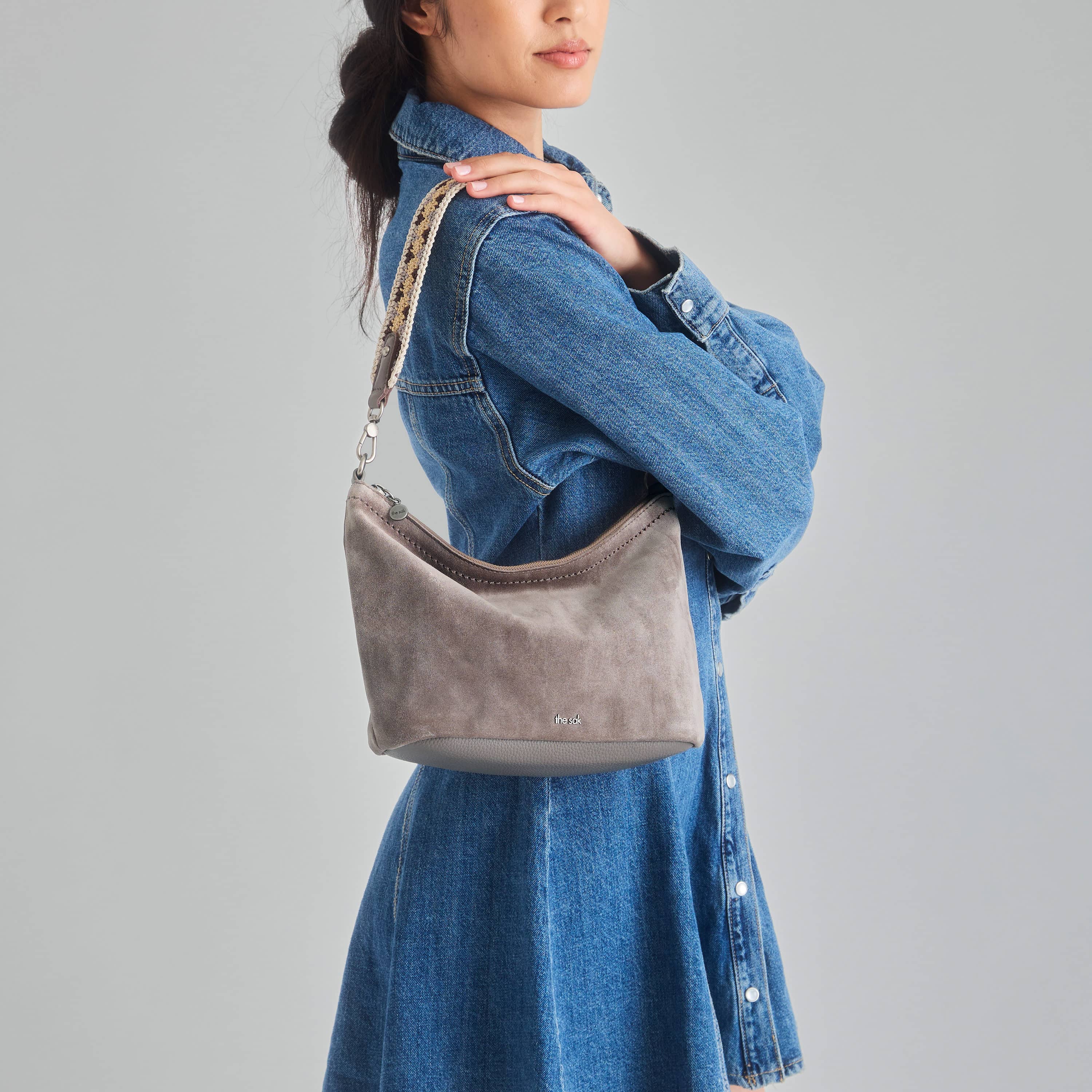 The Sak Jasmine Small Hobo - Leather - Mushroom Suede