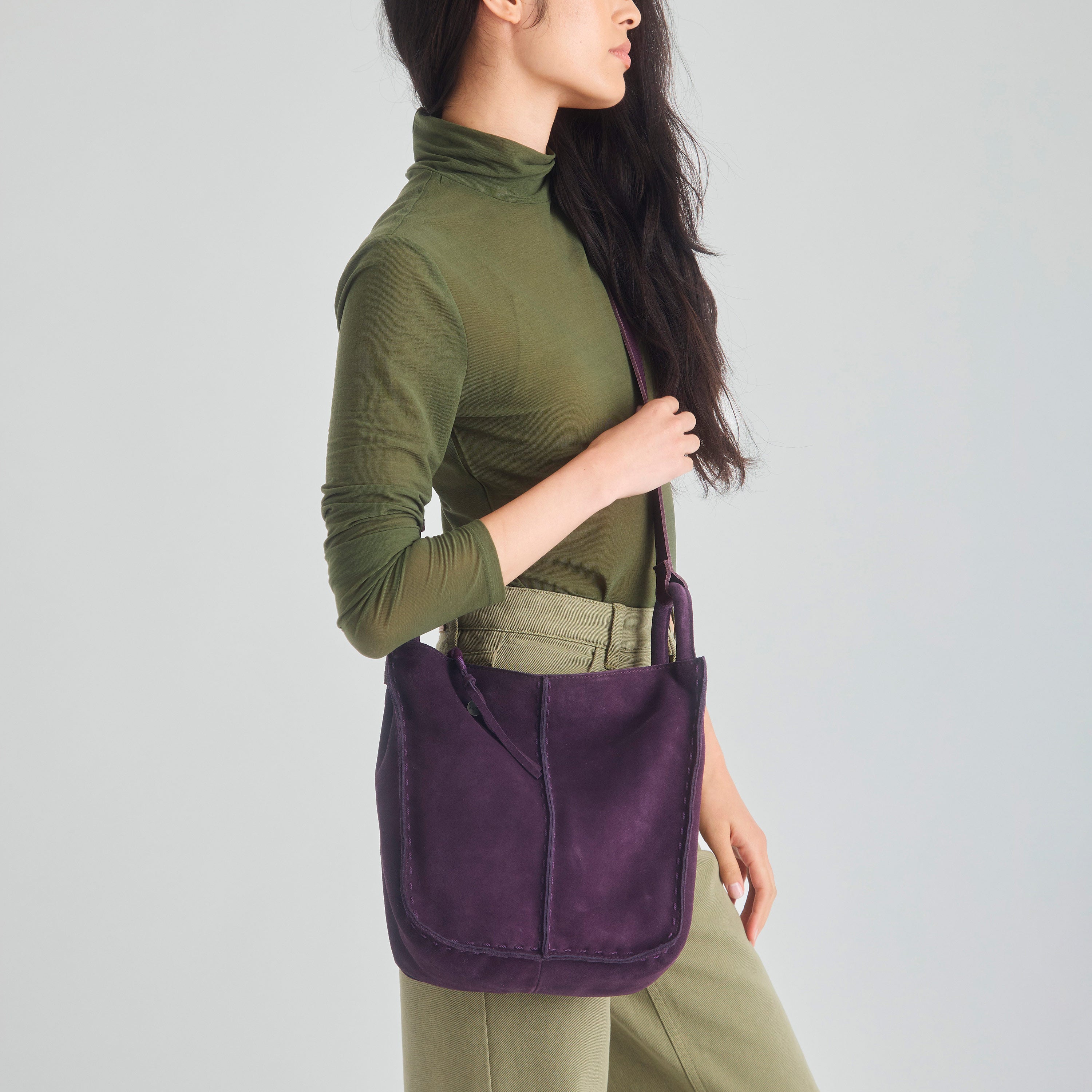 The Sak Los Feliz Crossbody - Leather - Aubergine Suede