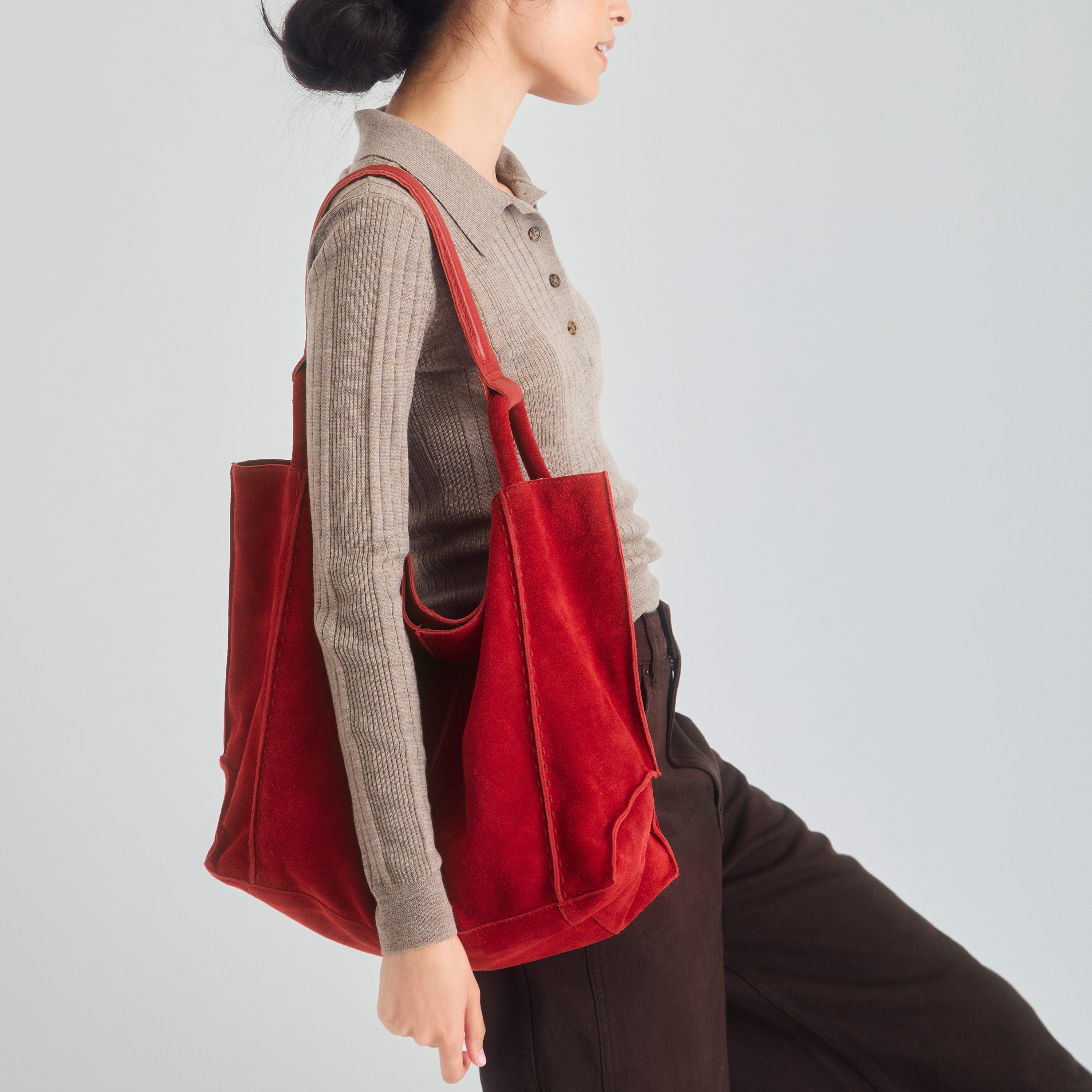 The Sak Los Feliz Large Tote - Leather - Scarlet Suede