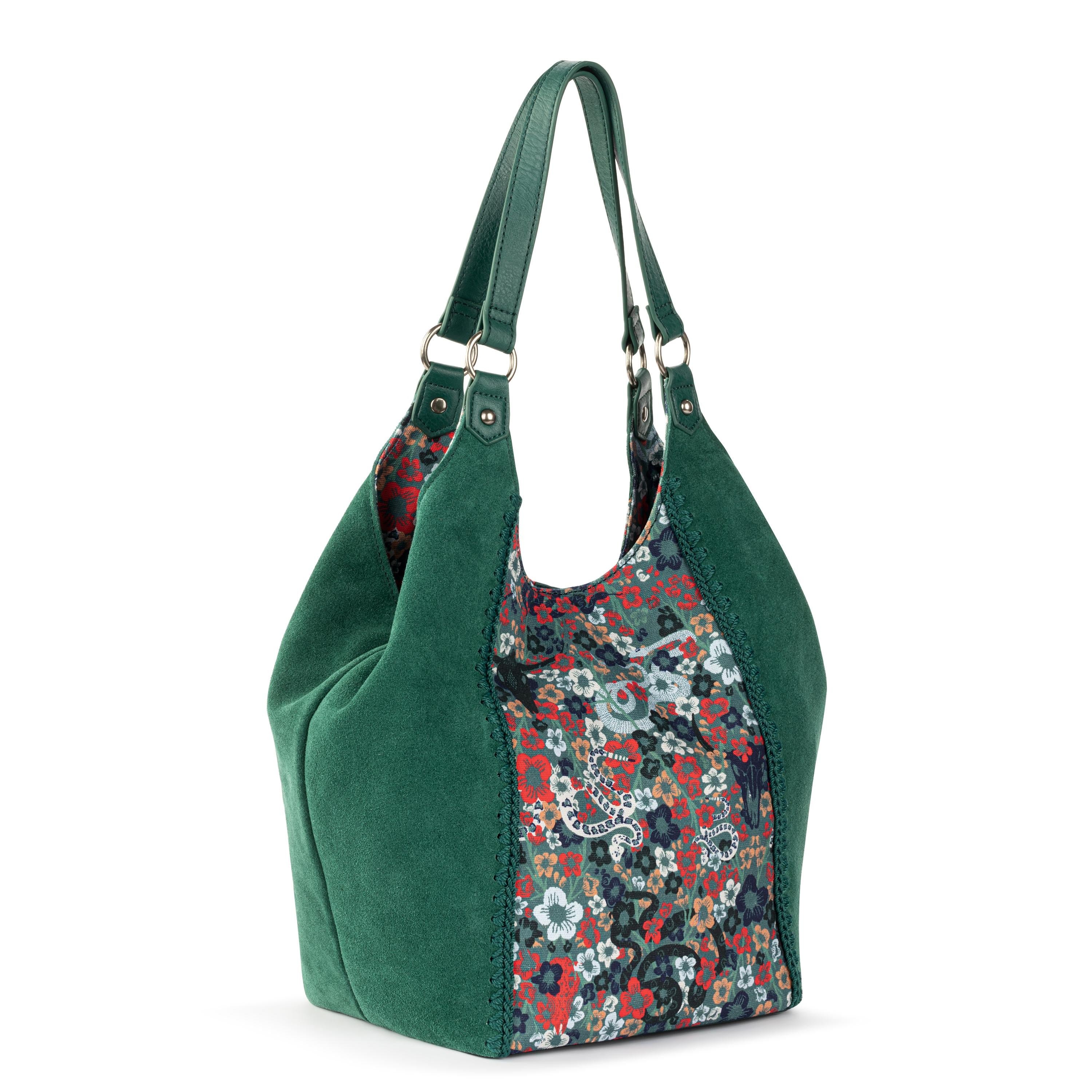 The Sak Roma Shopper - Leather - Emerald Mojave Garden