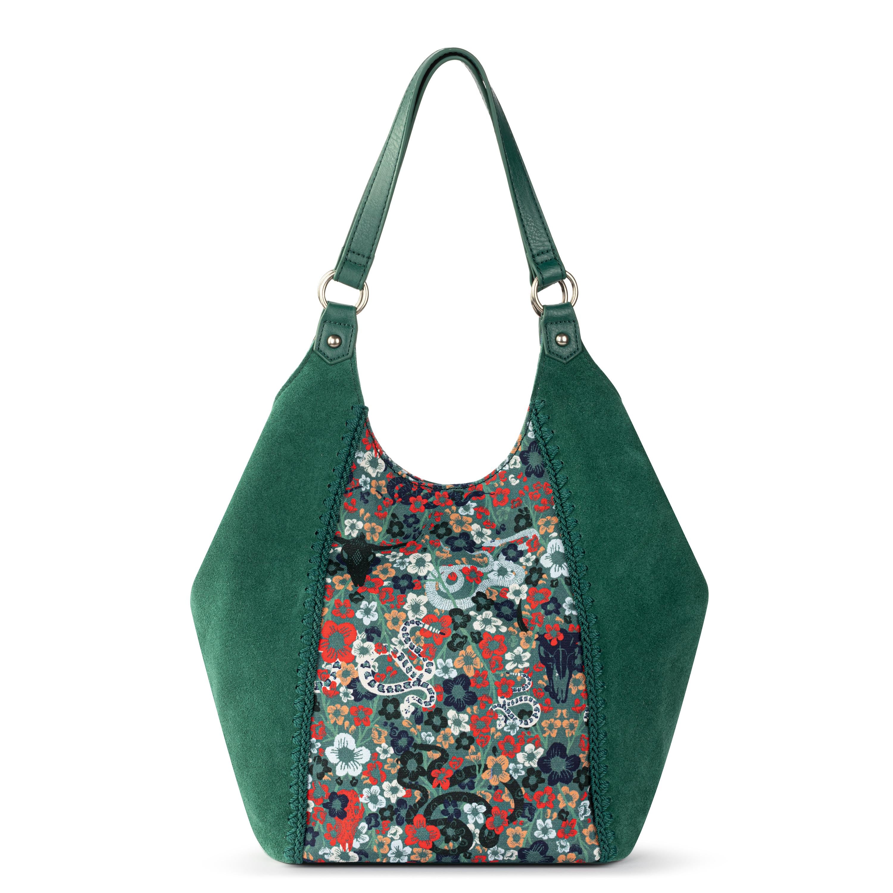 The Sak Roma Shopper - Leather - Emerald Mojave Garden