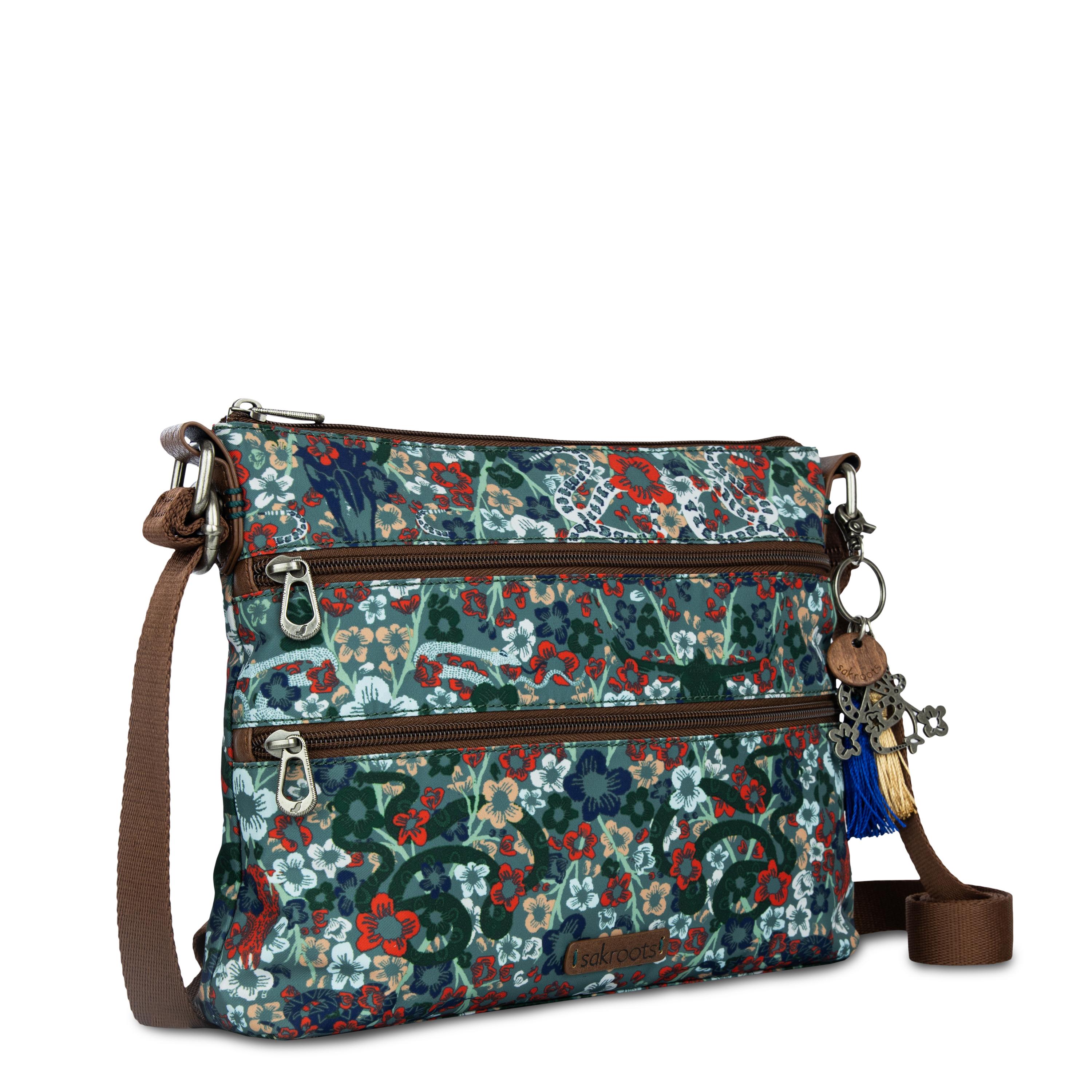 Sakroots Basic Crossbody - EcoTwill - Emerald Mojave Garden