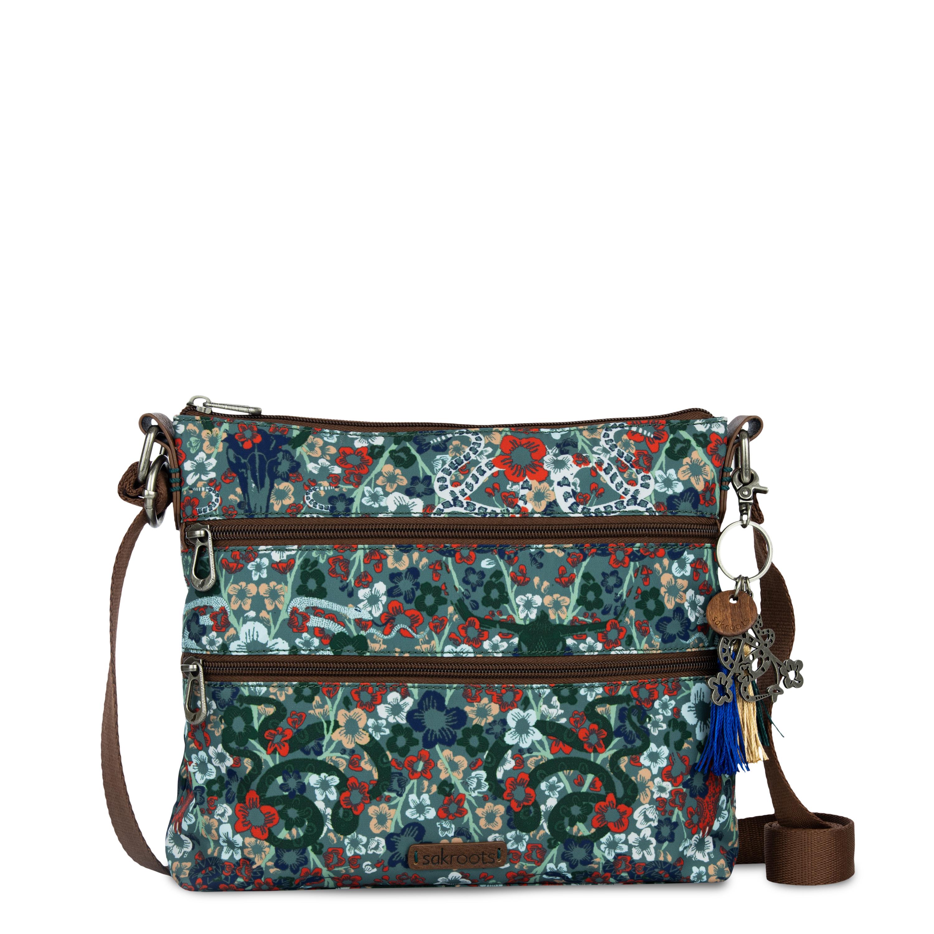 Sakroots Basic Crossbody - EcoTwill - Emerald Mojave Garden
