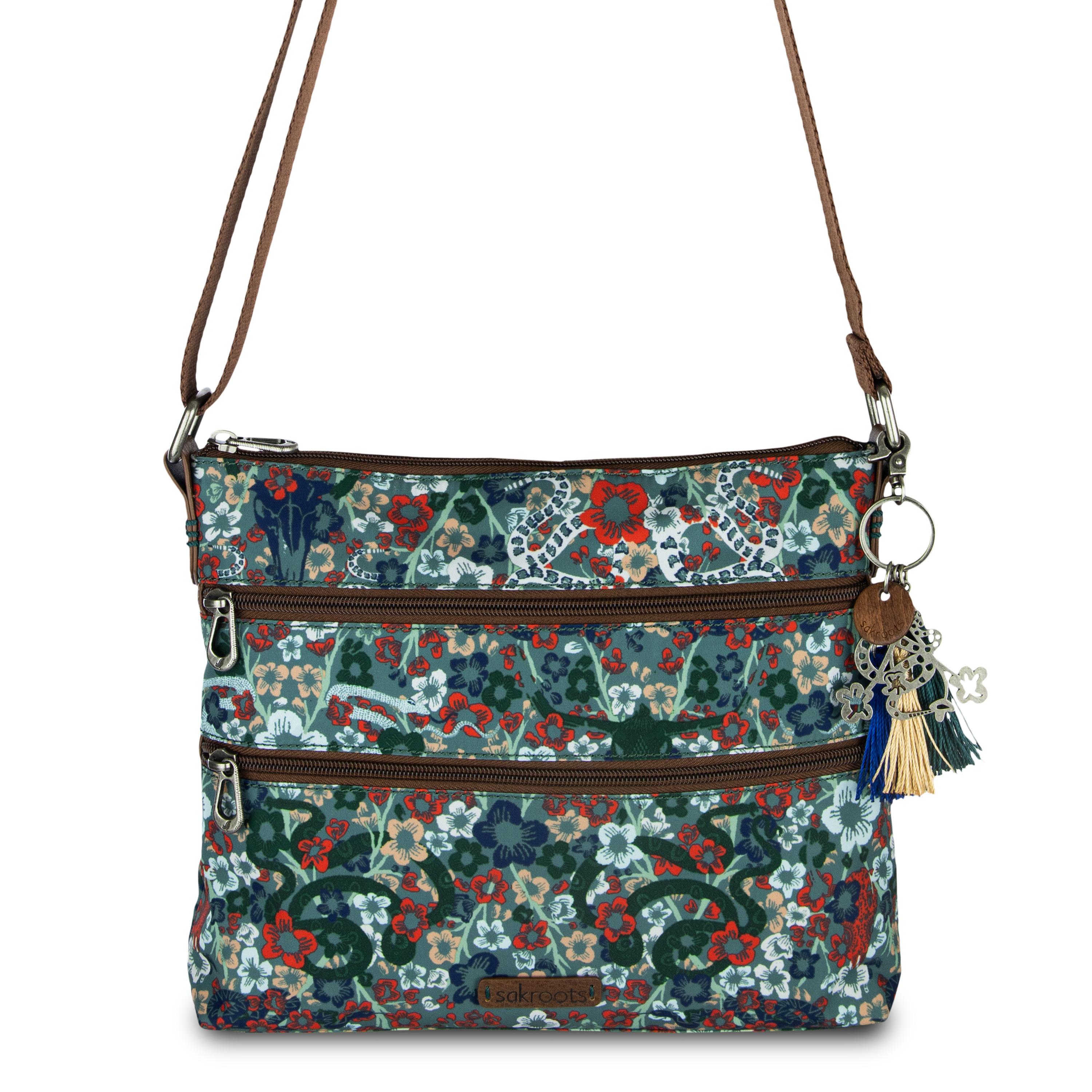 Sakroots Basic Crossbody - EcoTwill - Emerald Mojave Garden