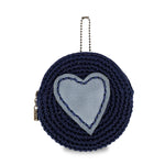 The Sak Circle Coin Pouch - Hand Crochet - Denim Maritime Heart