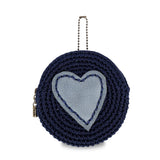 The Sak Circle Coin Pouch - Hand Crochet - Denim Maritime Heart