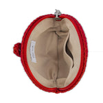The Sak Circle Coin Pouch - Hand Crochet - Scarlet Rosewood Heart