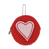 The Sak Circle Coin Pouch - Hand Crochet - Scarlet Rosewood Heart
