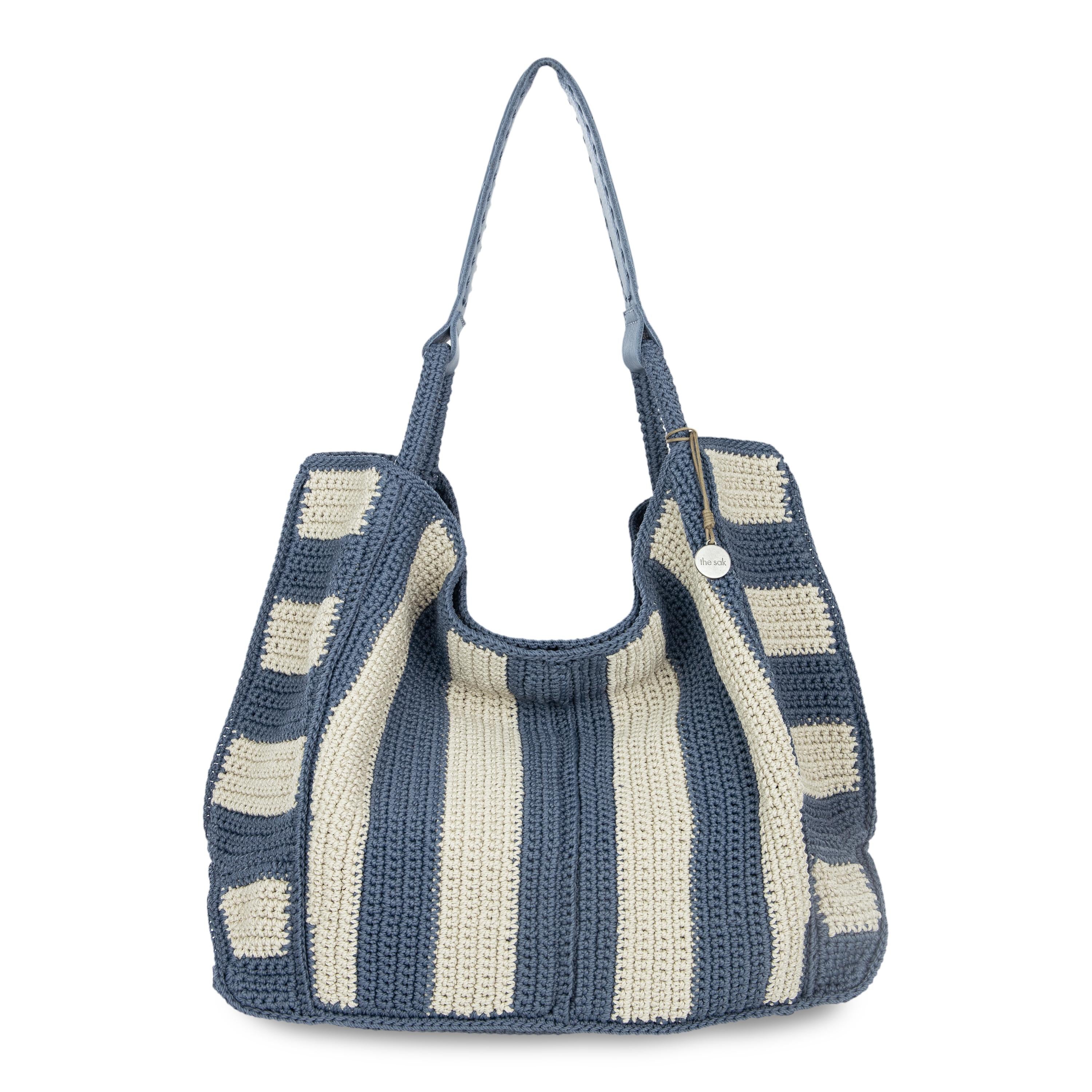 The Sak Los Feliz Large Tote 3 Piece Set - Hand Crochet - Maritime Stripe
