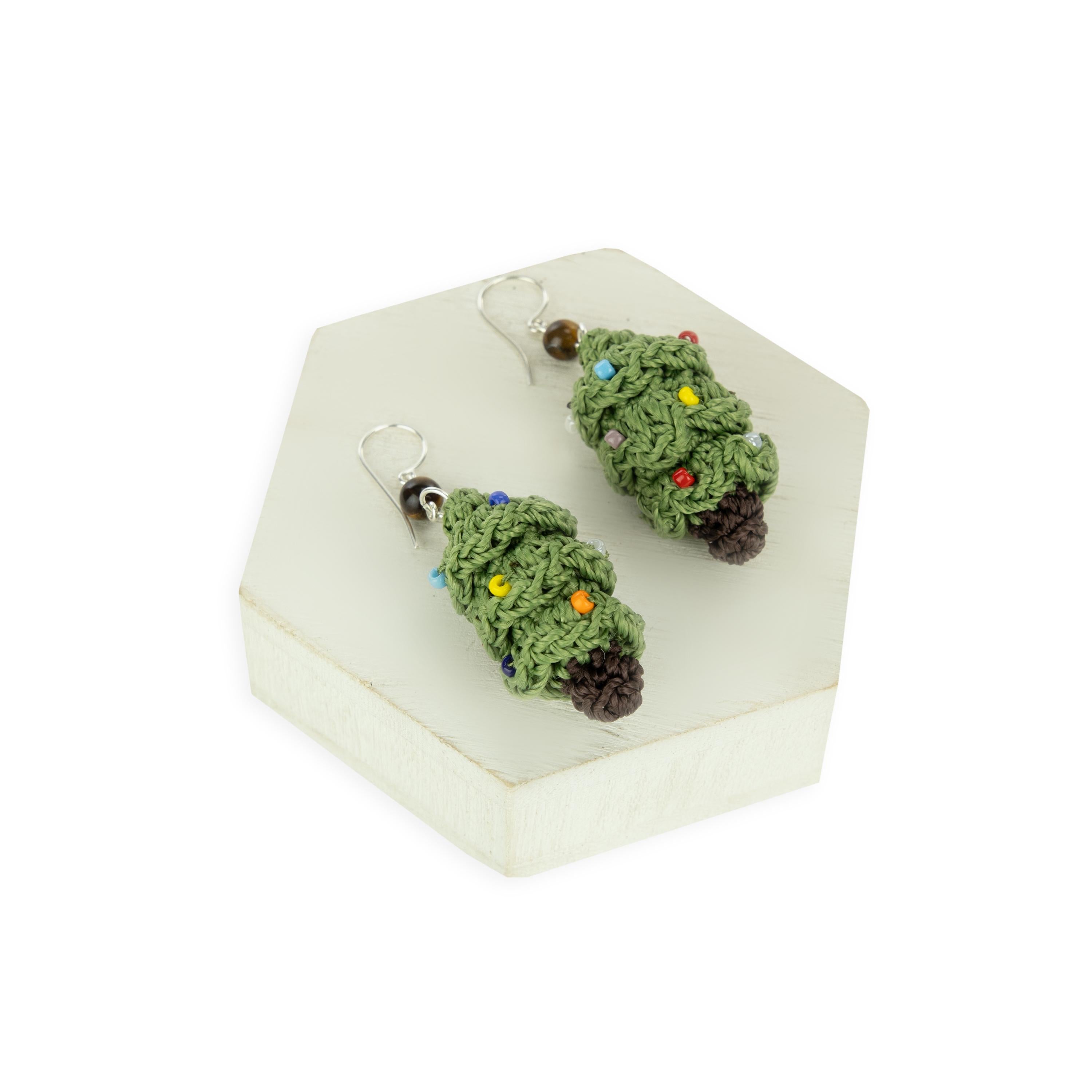 The Sak Cyrus Charm Earrings - Hand Crochet - Christmas Tree