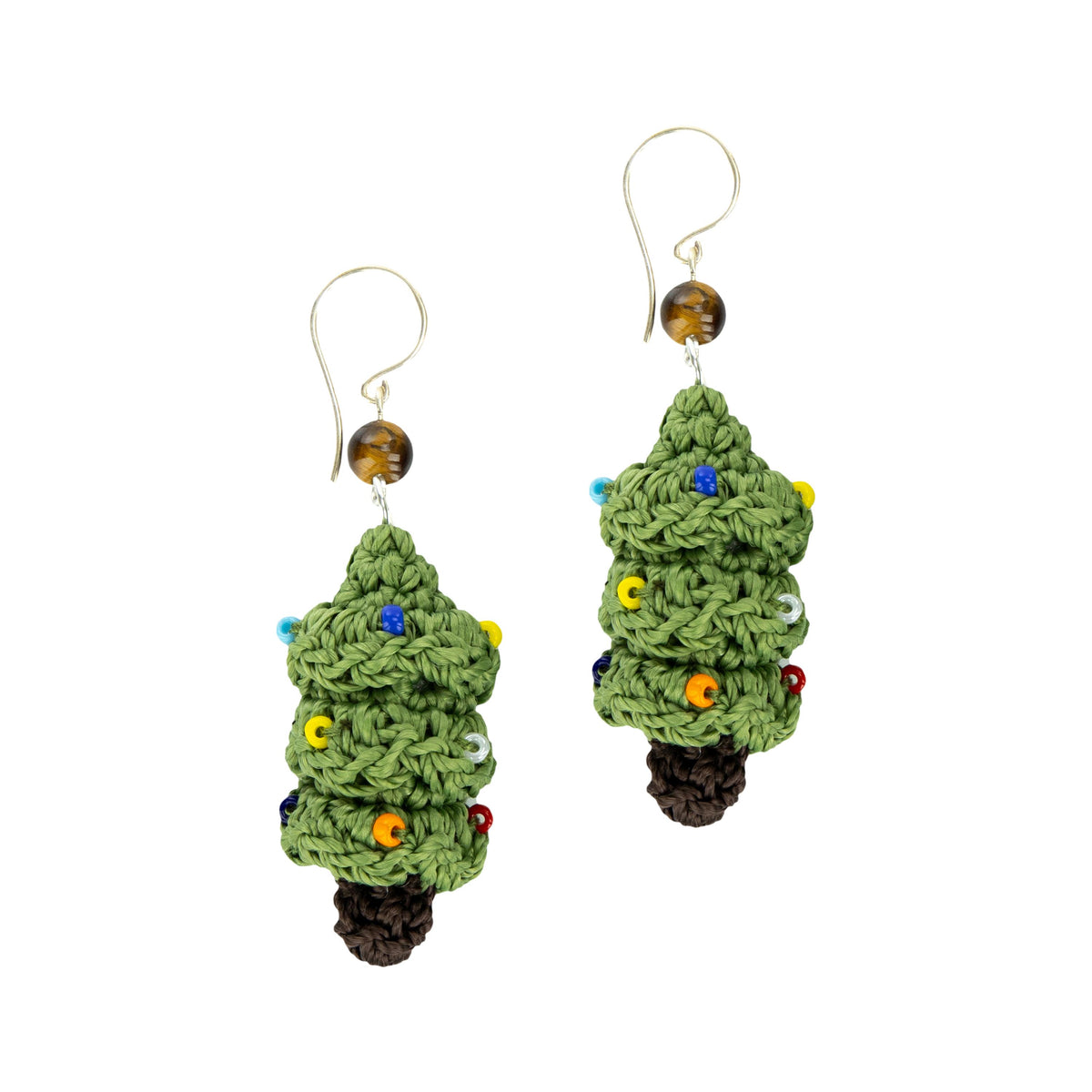 Cyrus Charm Earrings in Christmas Tree Crochet