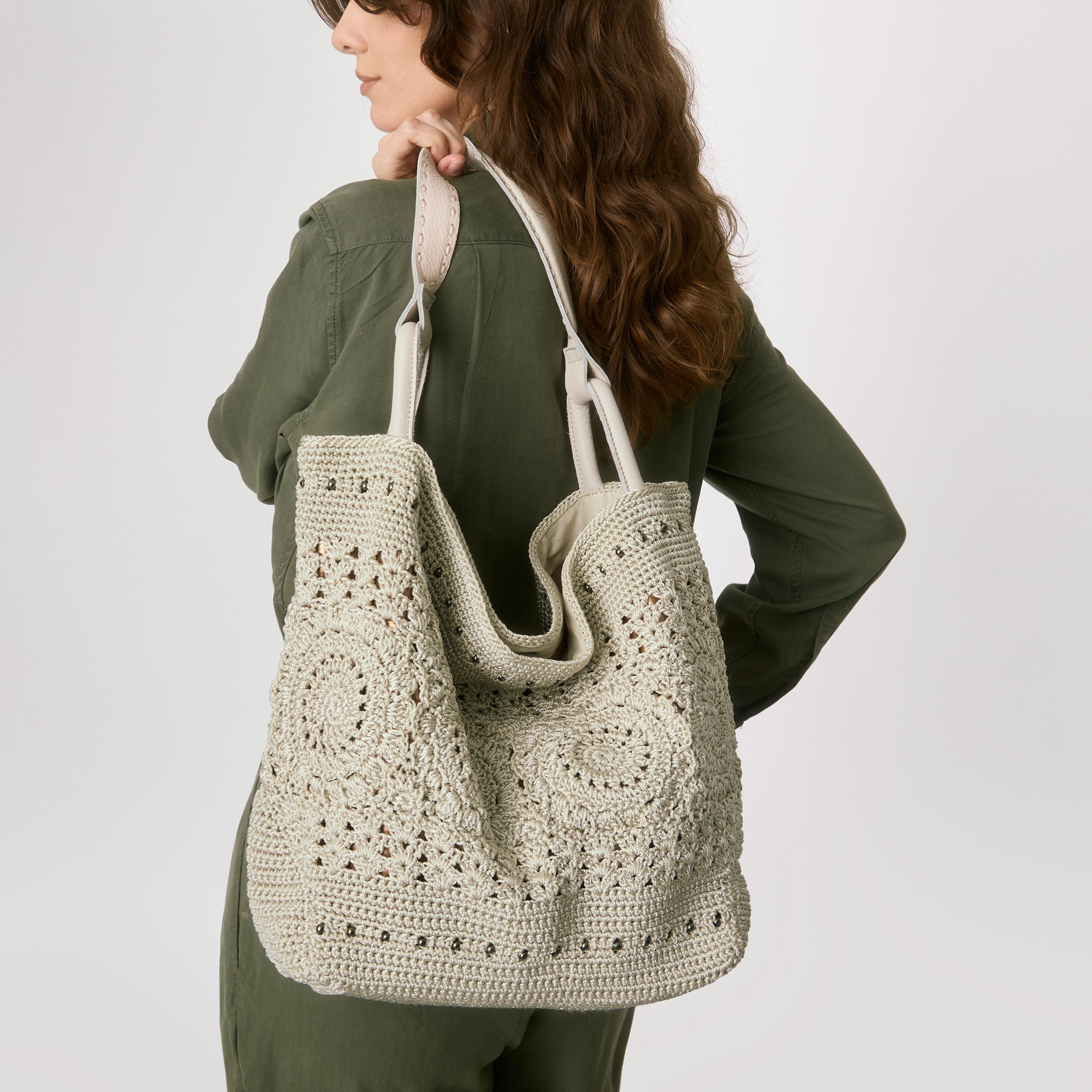 The Sak Los Feliz Large Tote - Hand Crochet - Natural Medallion