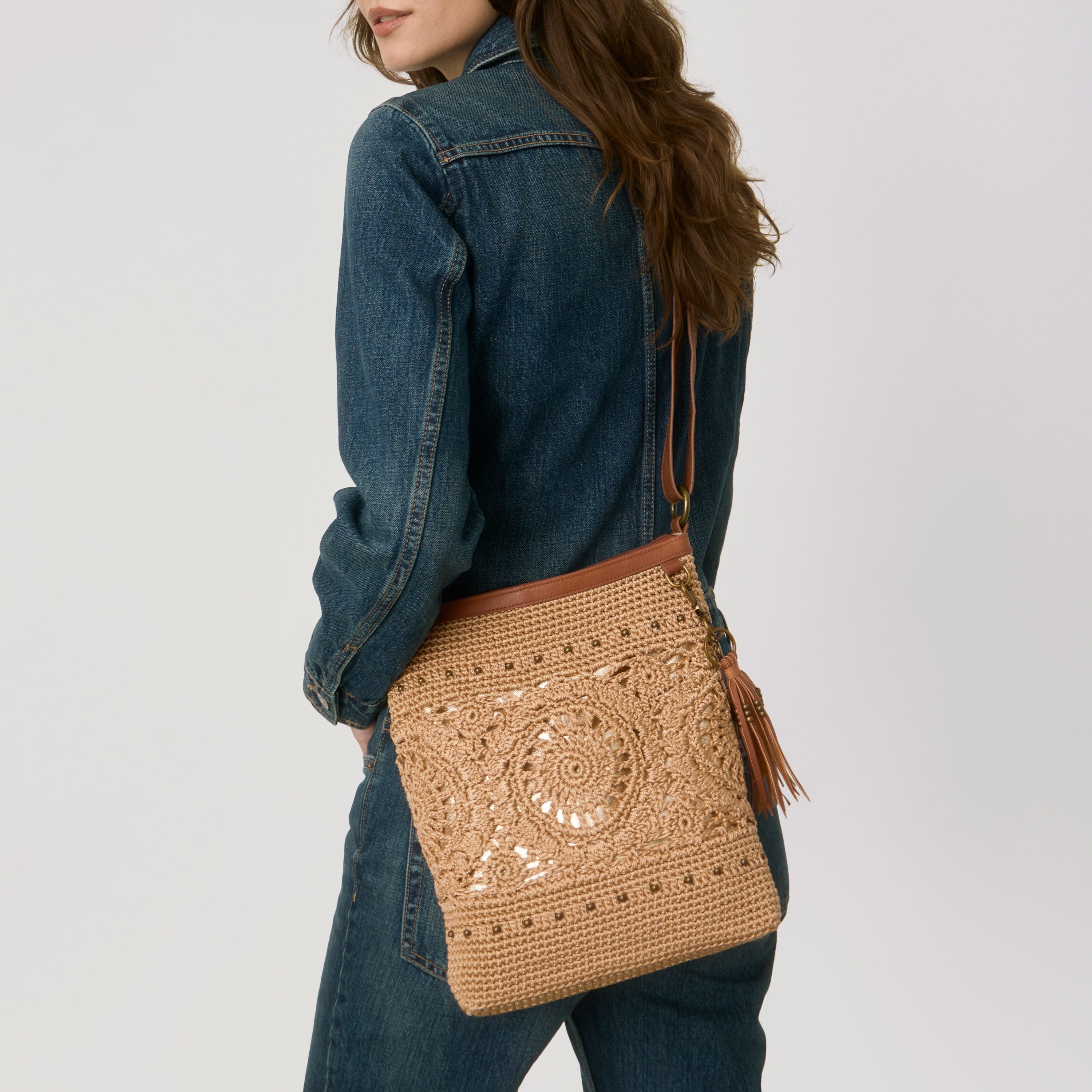 The Sak Lucia Crossbody - Hand Crochet - Bamboo Medallion
