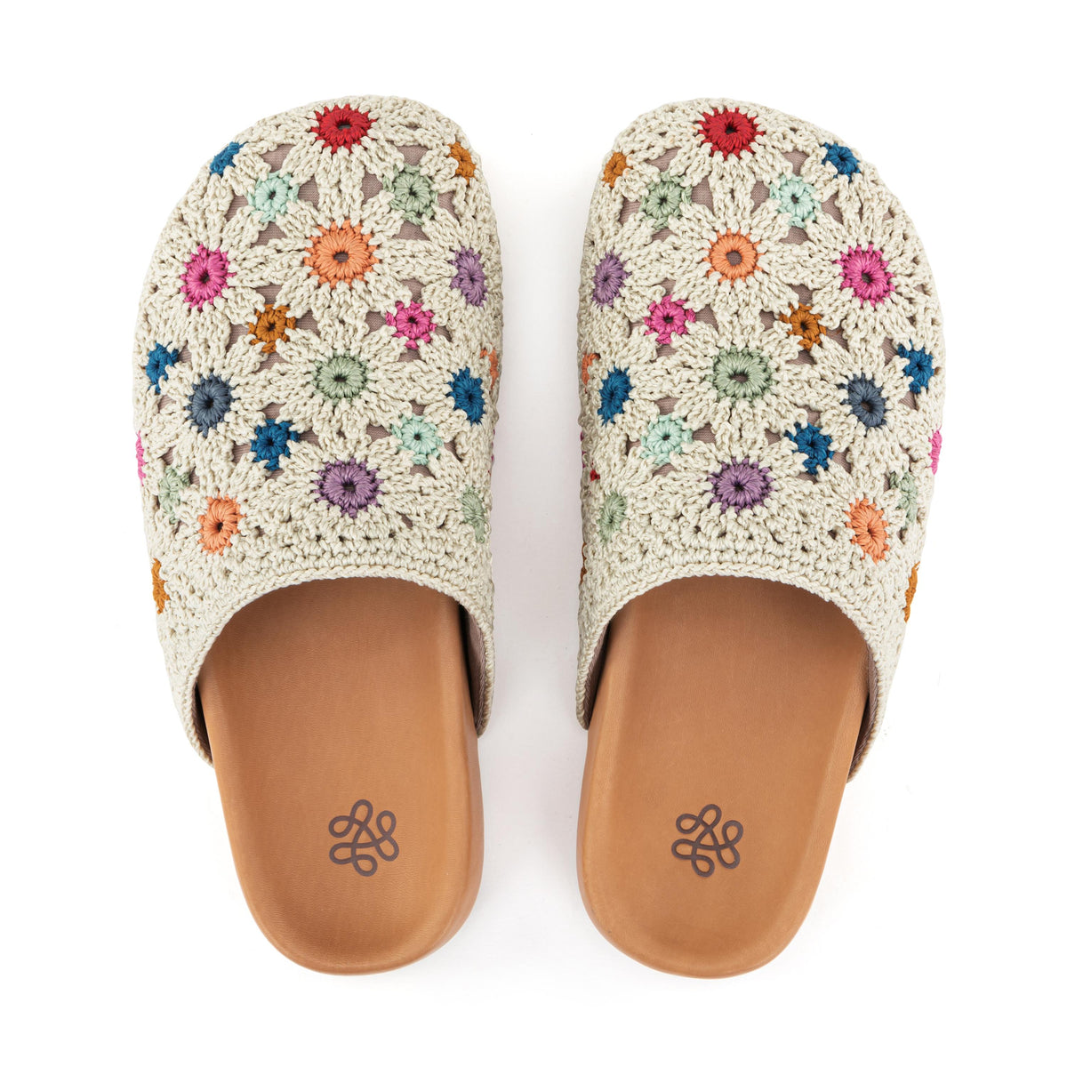 Bolinas Clog in Natural Multi Flowers Crochet