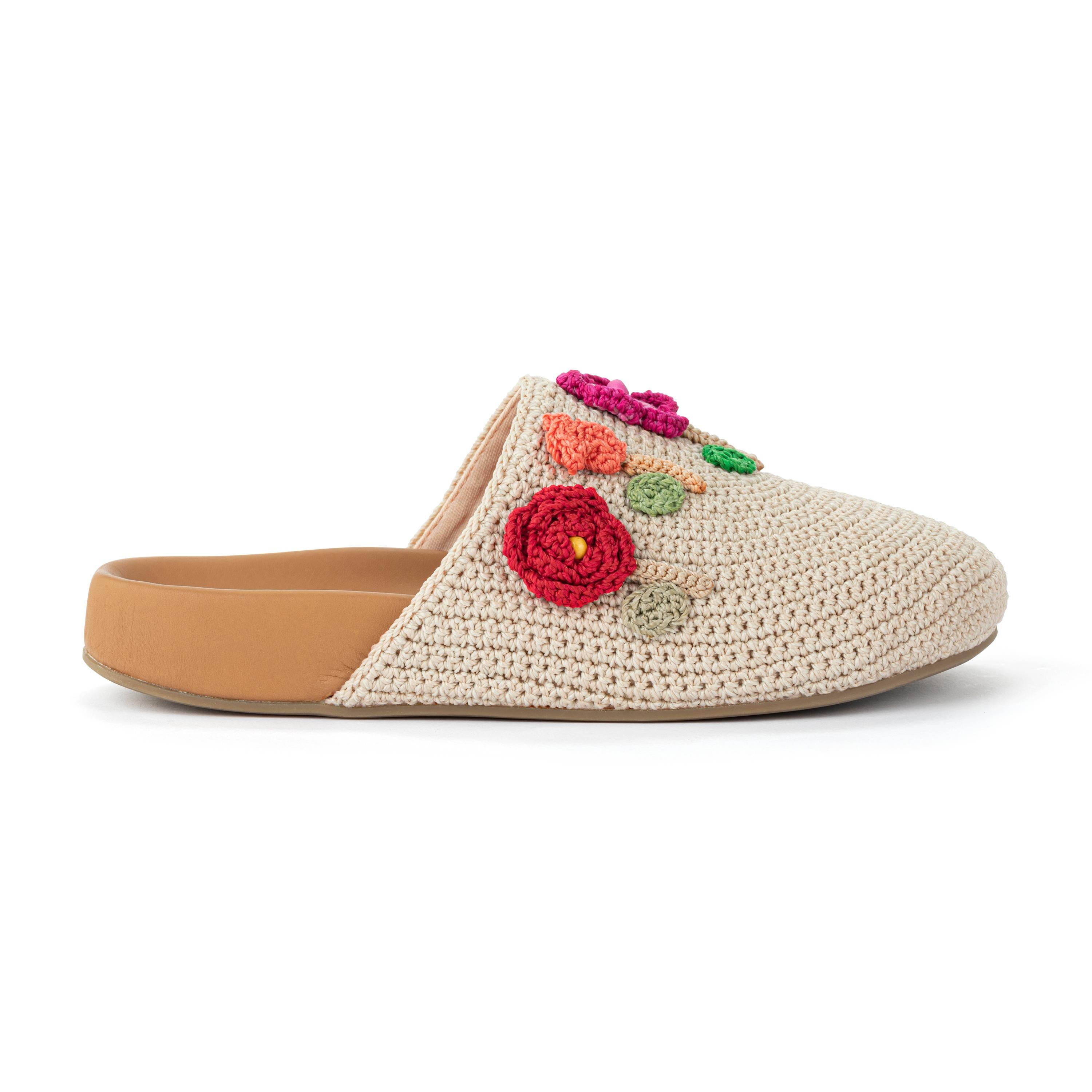 The Sak Bolinas Clog - Hand Crochet - Flower Ecru