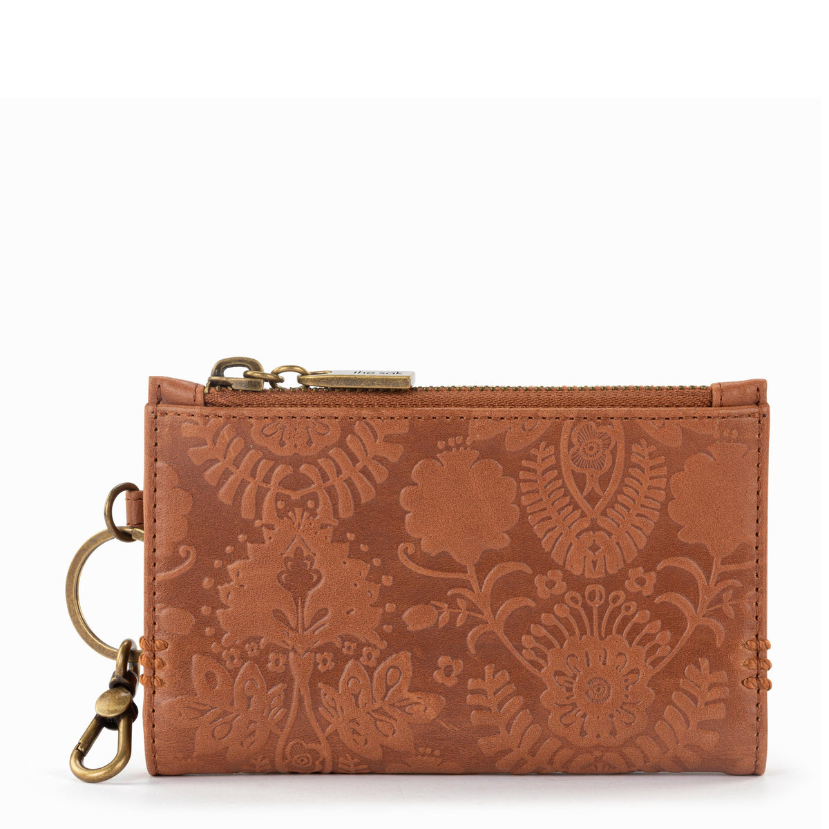 Encino Essential Wallet in Tobacco Floral Embossed Leather