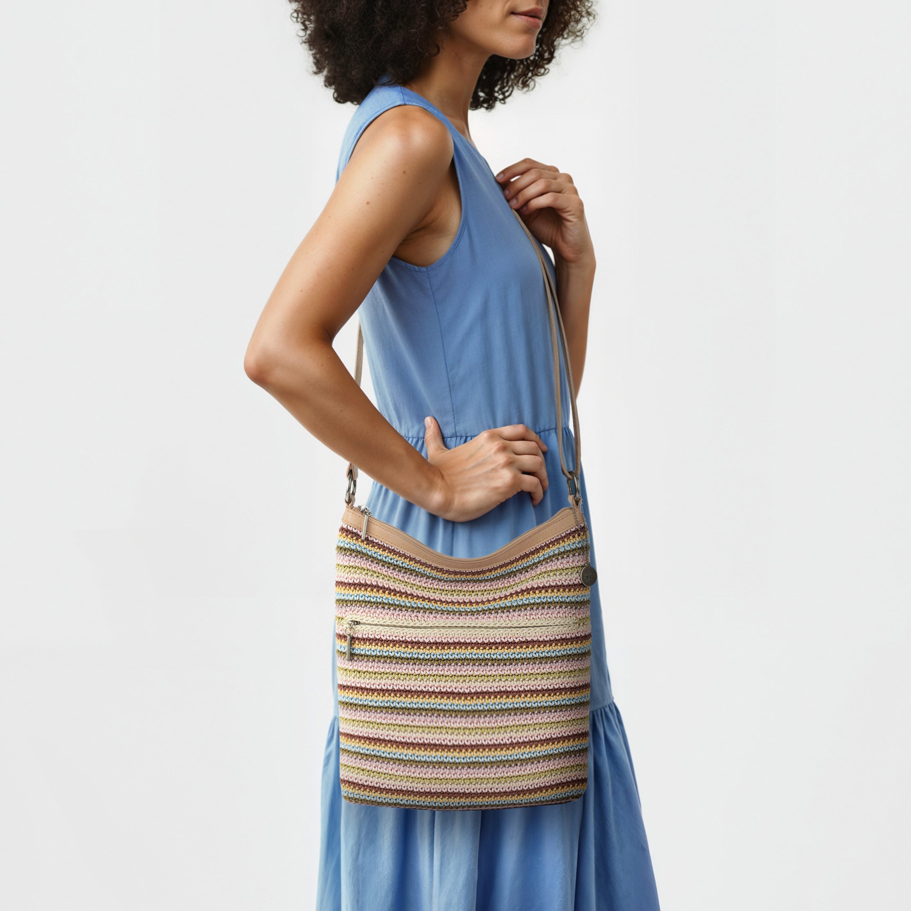 The Sak Lucia Crossbody - Hand Crochet - Pink Multi Stripe