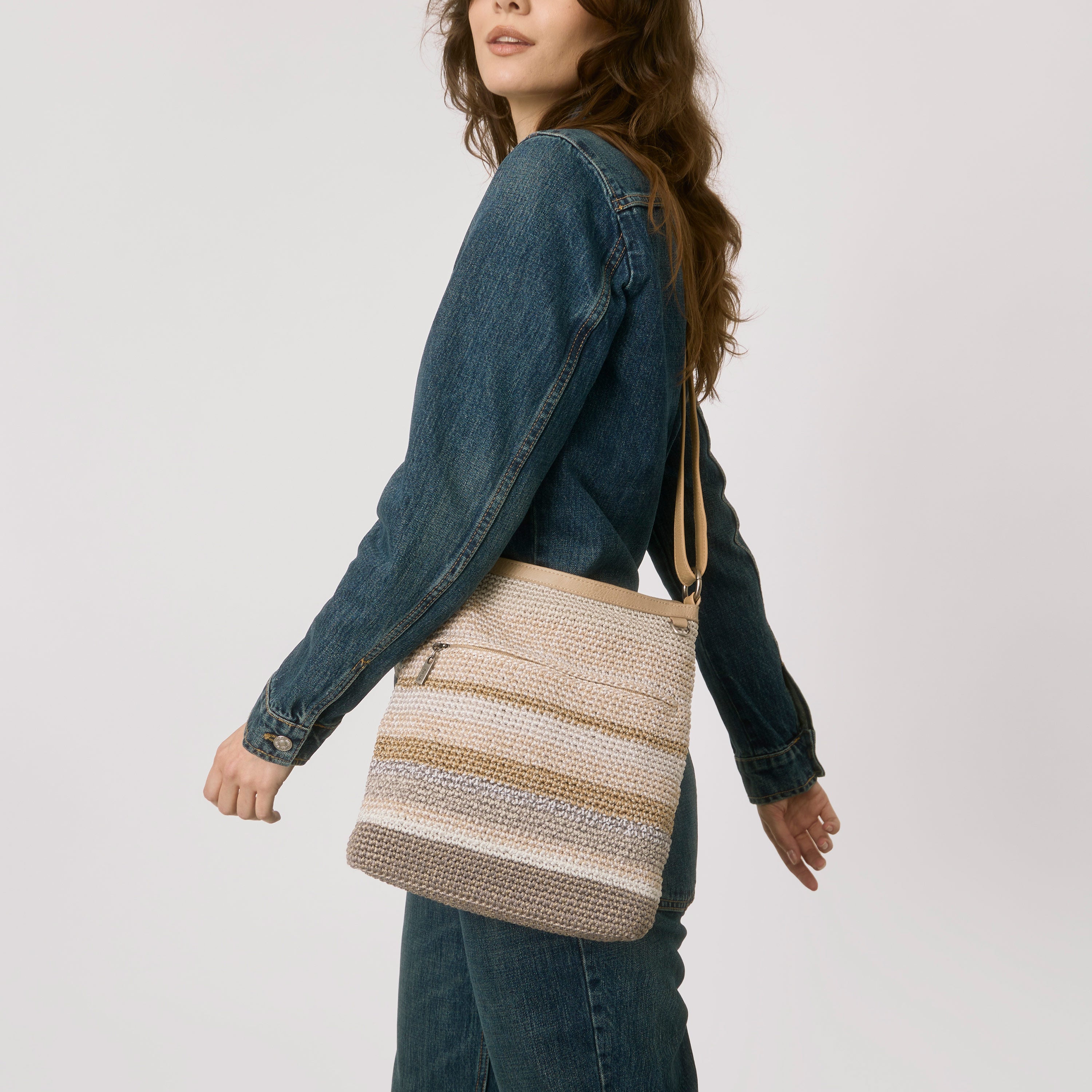 The Sak Lucia Crossbody - Hand Crochet - Sand Stripe