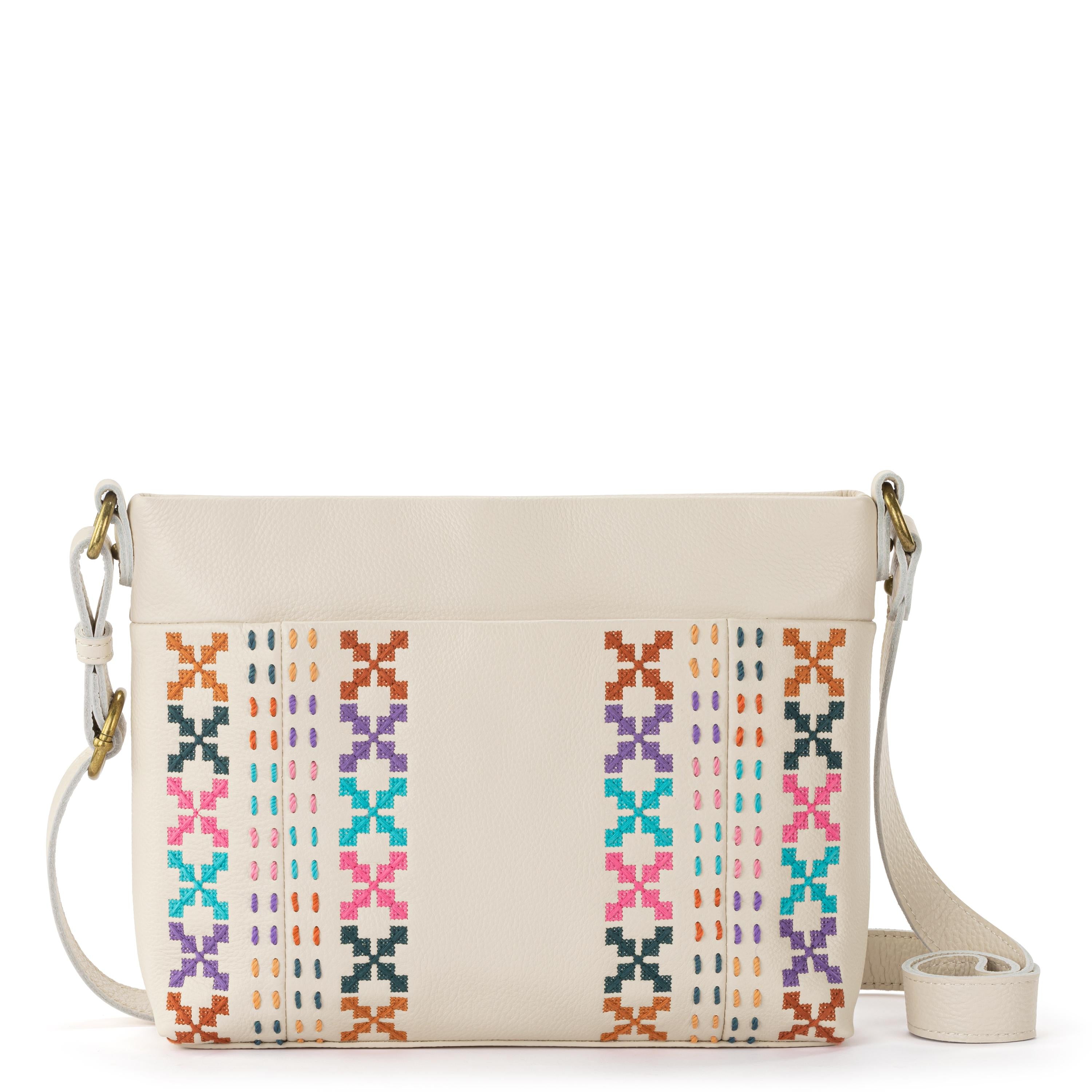 The Sak Melrose Crossbody - Leather - Stone Multi Needlepoint