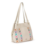 The Sak Melrose Satchel - Leather - Stone Multi Needlepoint