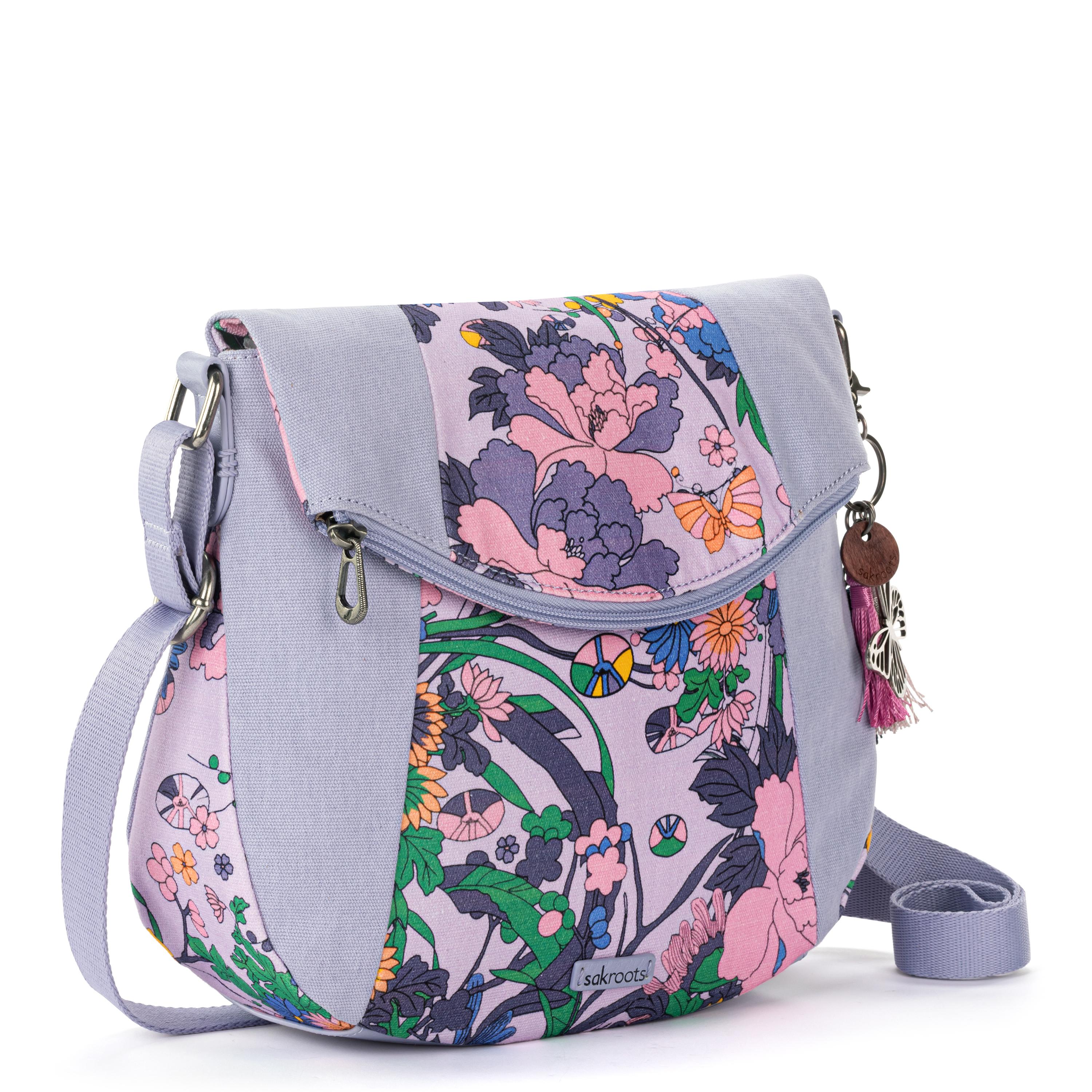 Sakroots Foldover Crossbody - Canvas - Orchid Flower Power