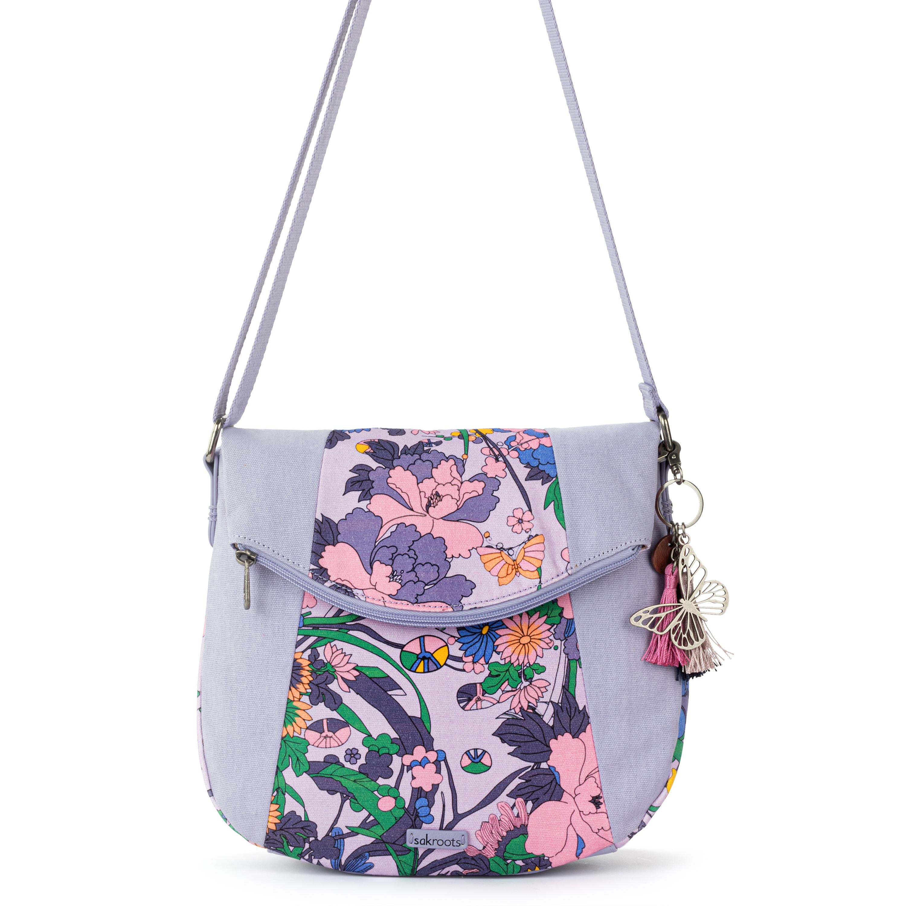 Sakroots Foldover Crossbody - Canvas - Orchid Flower Power