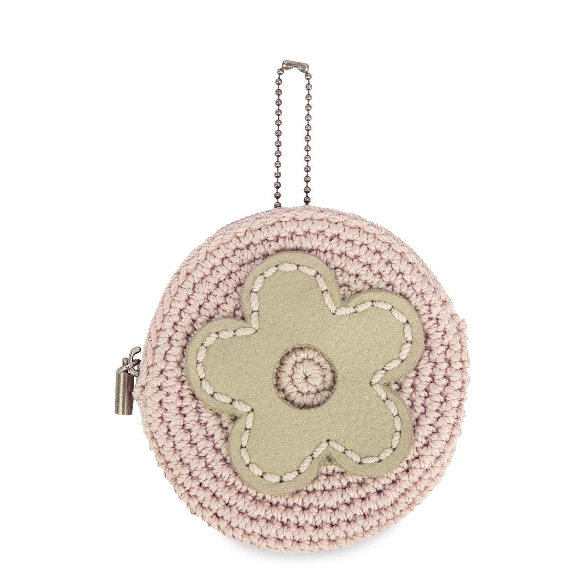 Circle Coin Pouch Wallet in Pink Sand Flower Crochet – The Sak
